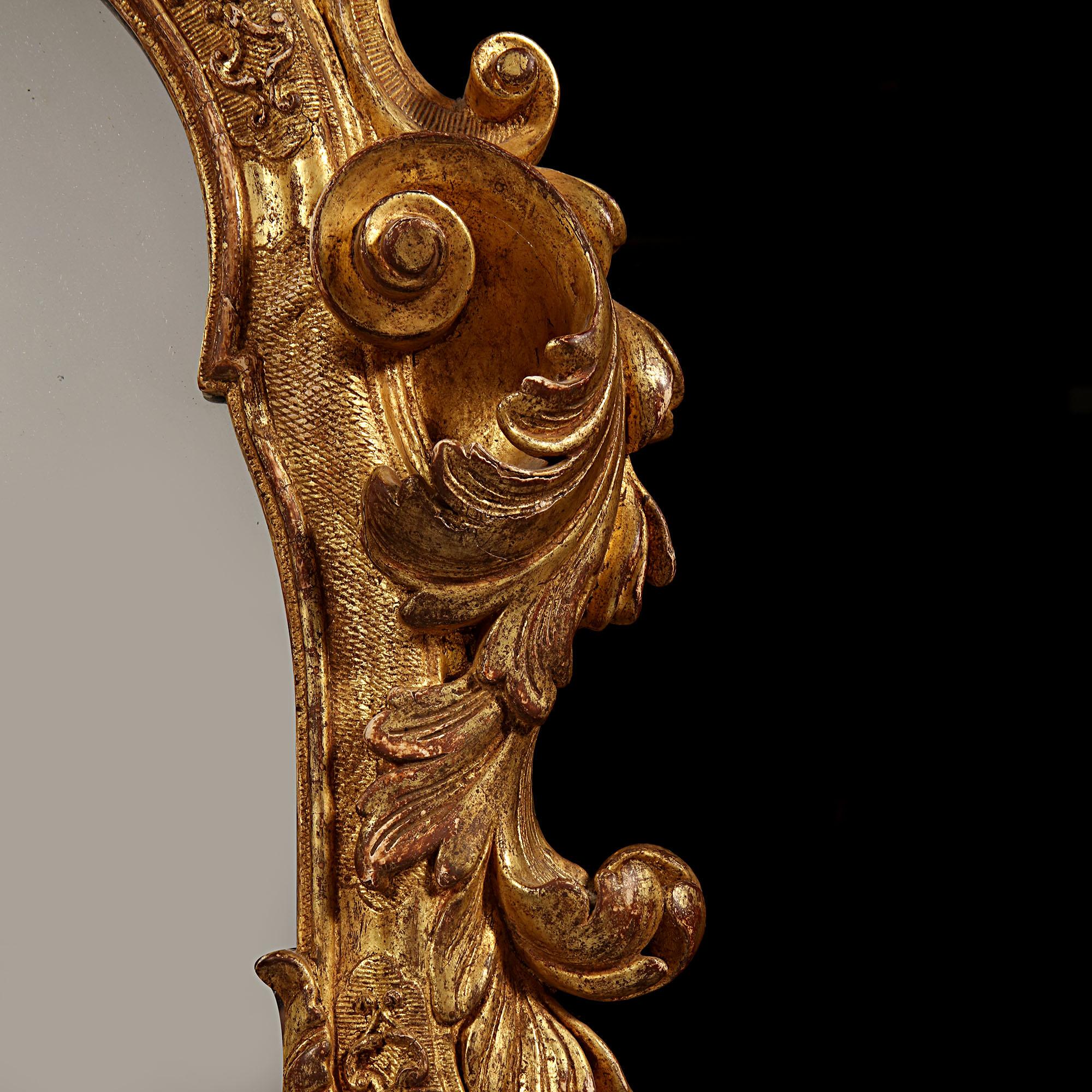 Hand-Carved Early 18th Century German Giltwood Pier Mirror, Louis XIV Baroque Period