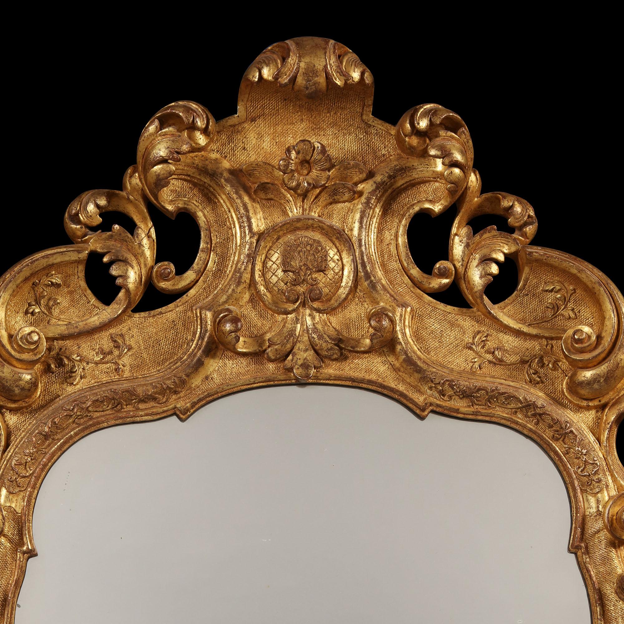 Early 18th Century German Giltwood Pier Mirror, Louis XIV Baroque Period 3