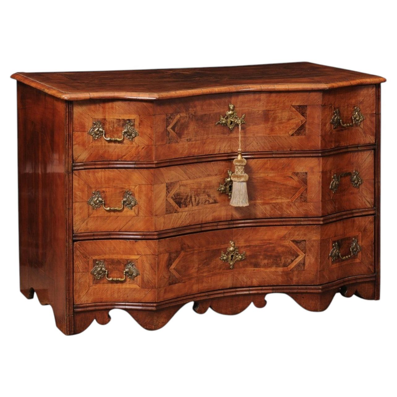 Early 18th Century German Parquetry Inlaid Commode in Walnut For Sale