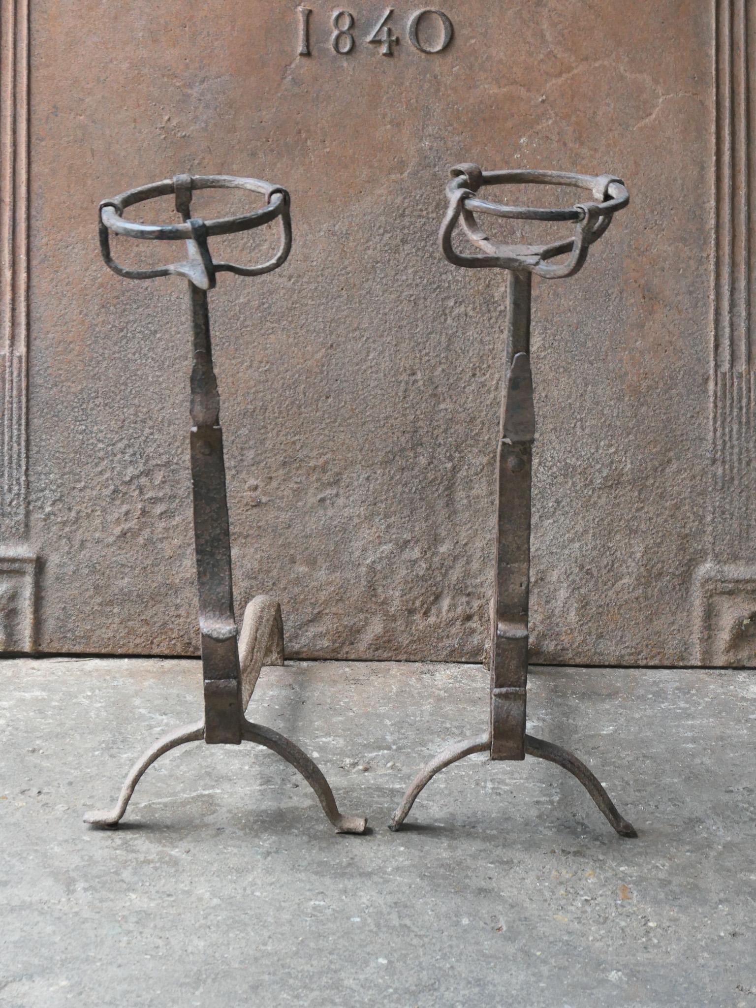 French Early 18th Century Gothic Style Firedogs or Andirons For Sale