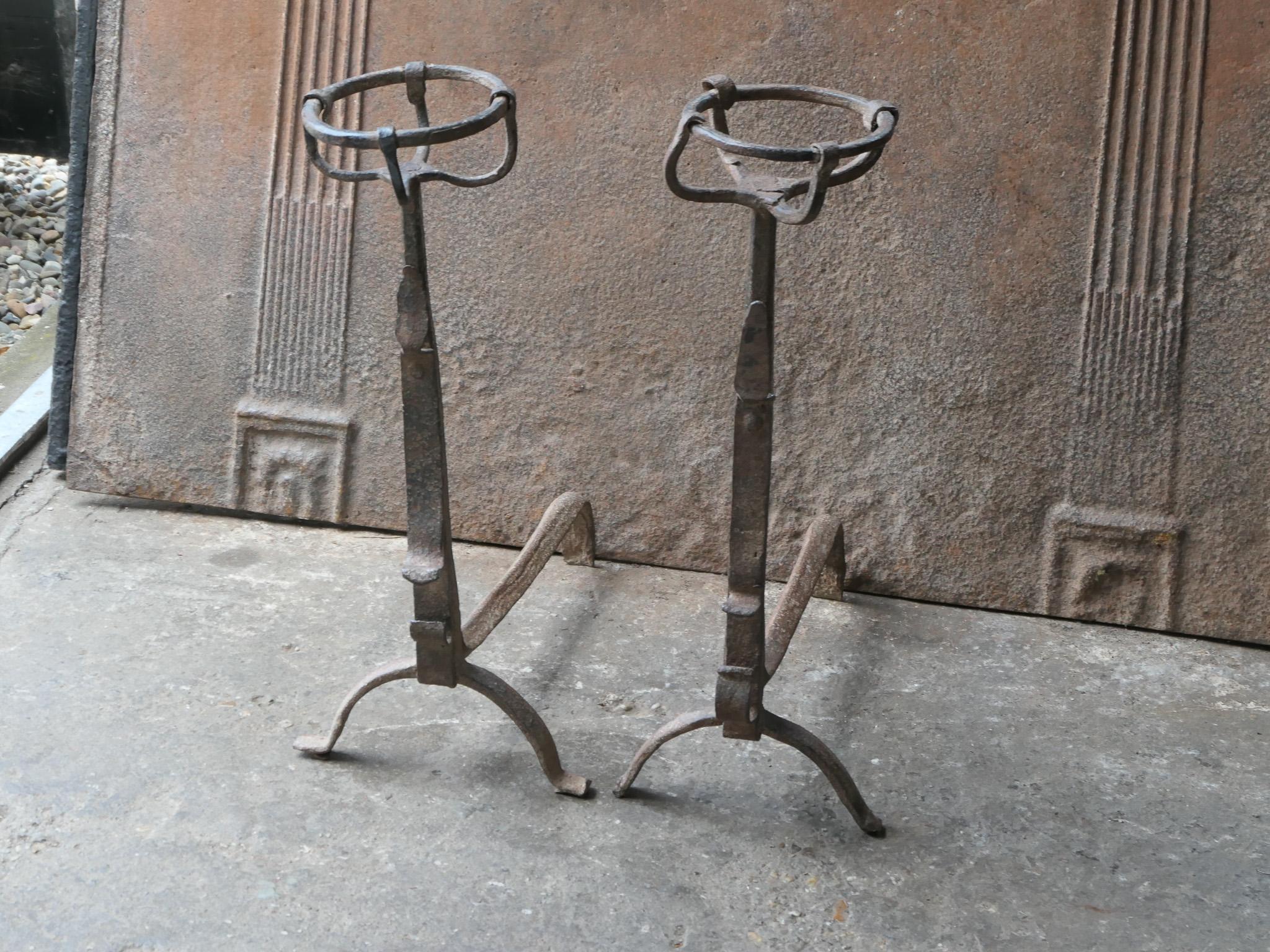 Early 18th Century Gothic Style Firedogs or Andirons In Good Condition For Sale In Soest, NL