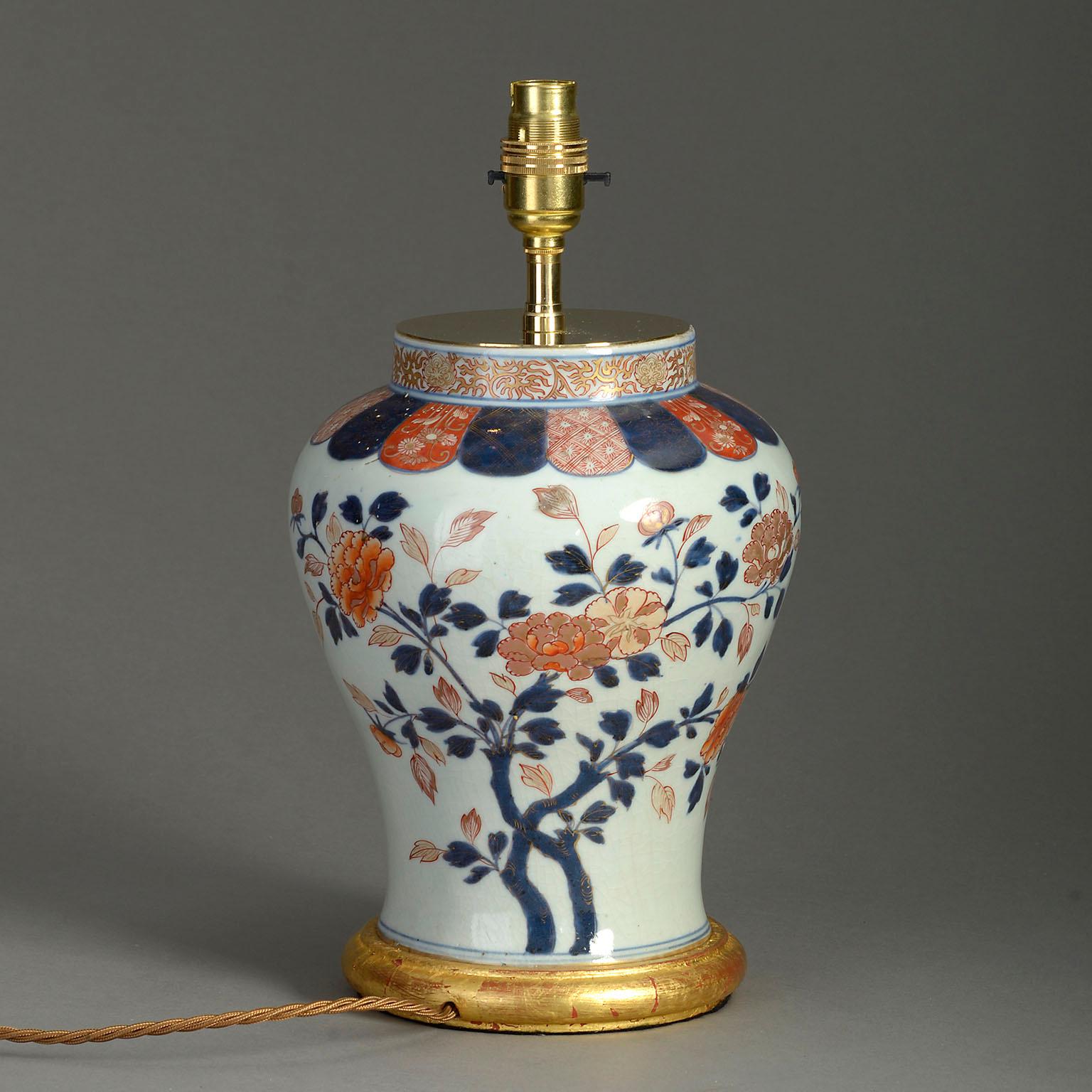 Japanese Early 18th Century Imari Porcelain Vase Lamp