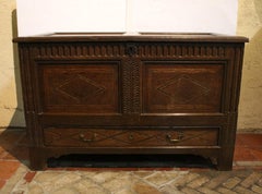 Early 18th Century Inlaid & Carved English Coffer