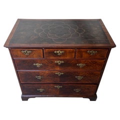 Early 18th century inlaid oyster veneered English chest