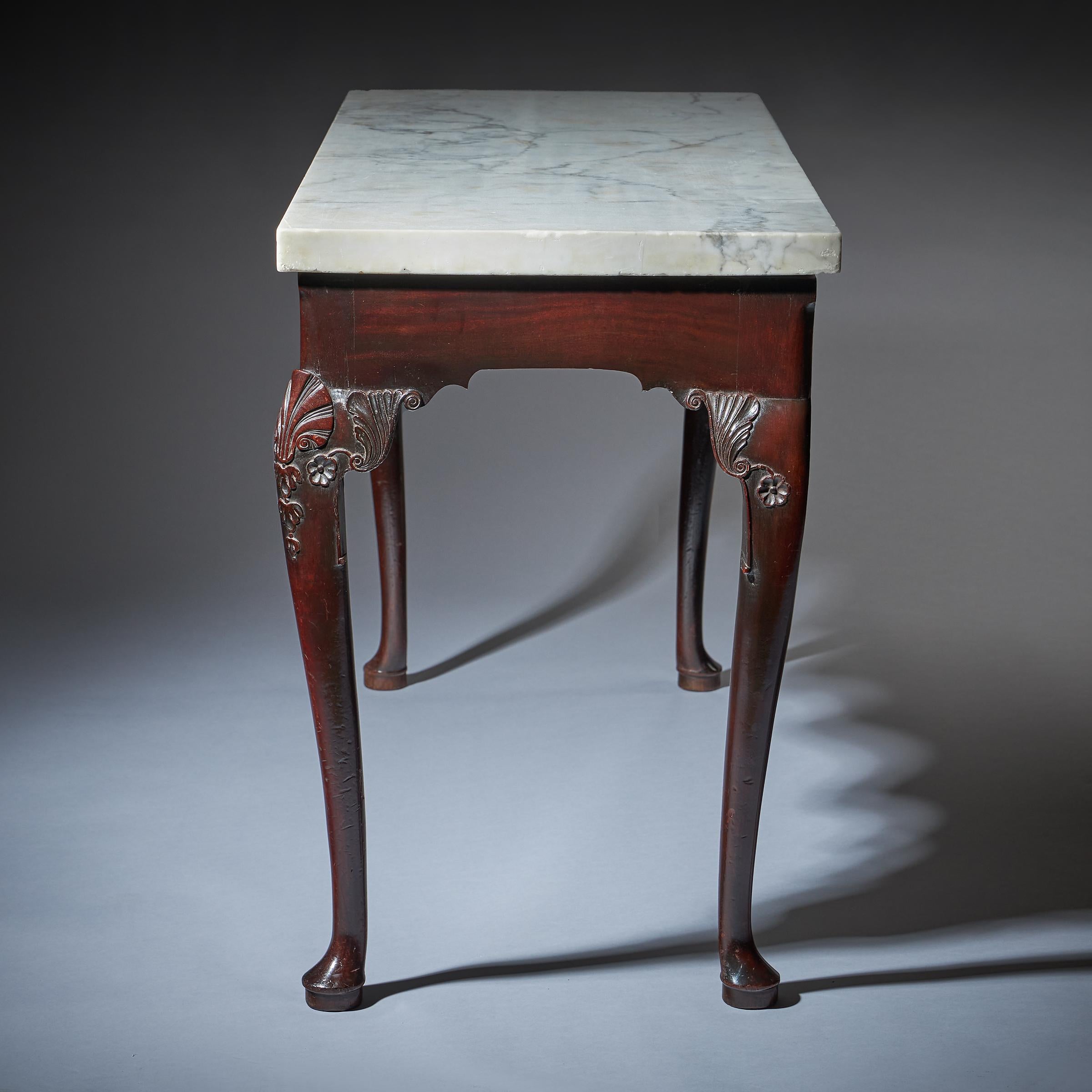 Early 18th Century Irish George I Mahogany Console Table with Marble Top 1