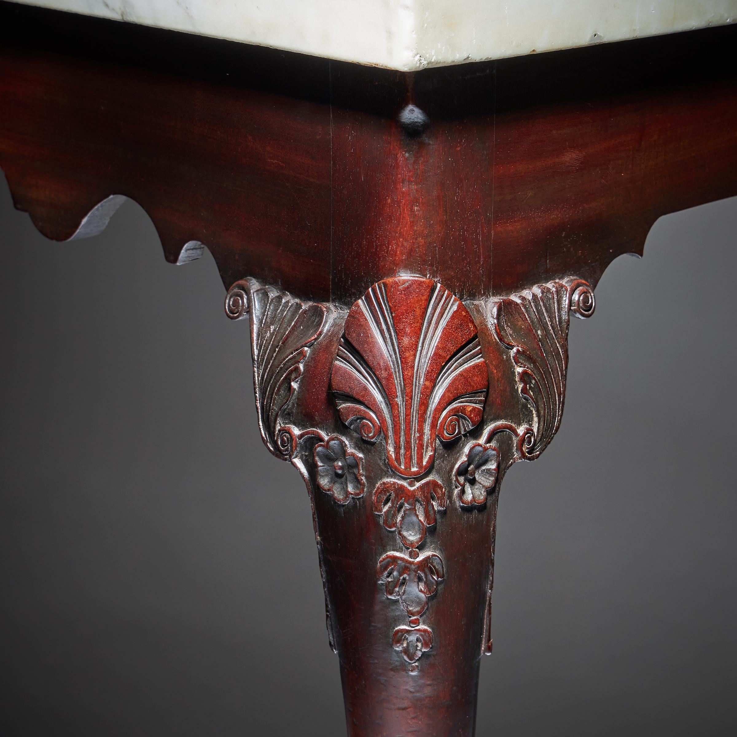 Early 18th Century Irish George I Mahogany Console Table with Marble Top 4