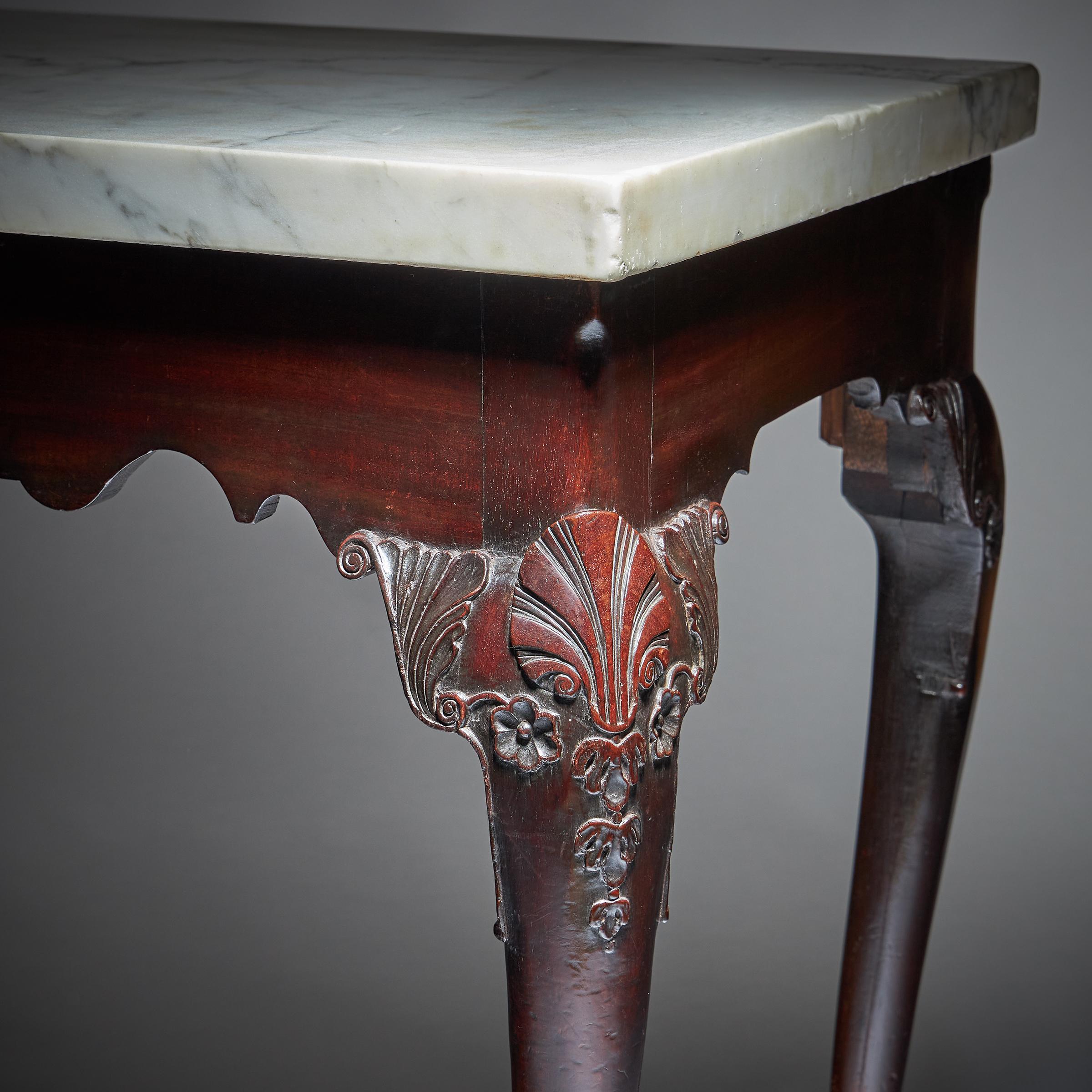 Early 18th Century Irish George I Mahogany Console Table with Marble Top 5