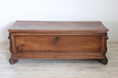 Early 18th Century Italian Antique Blanket Chest in Solid Walnut
