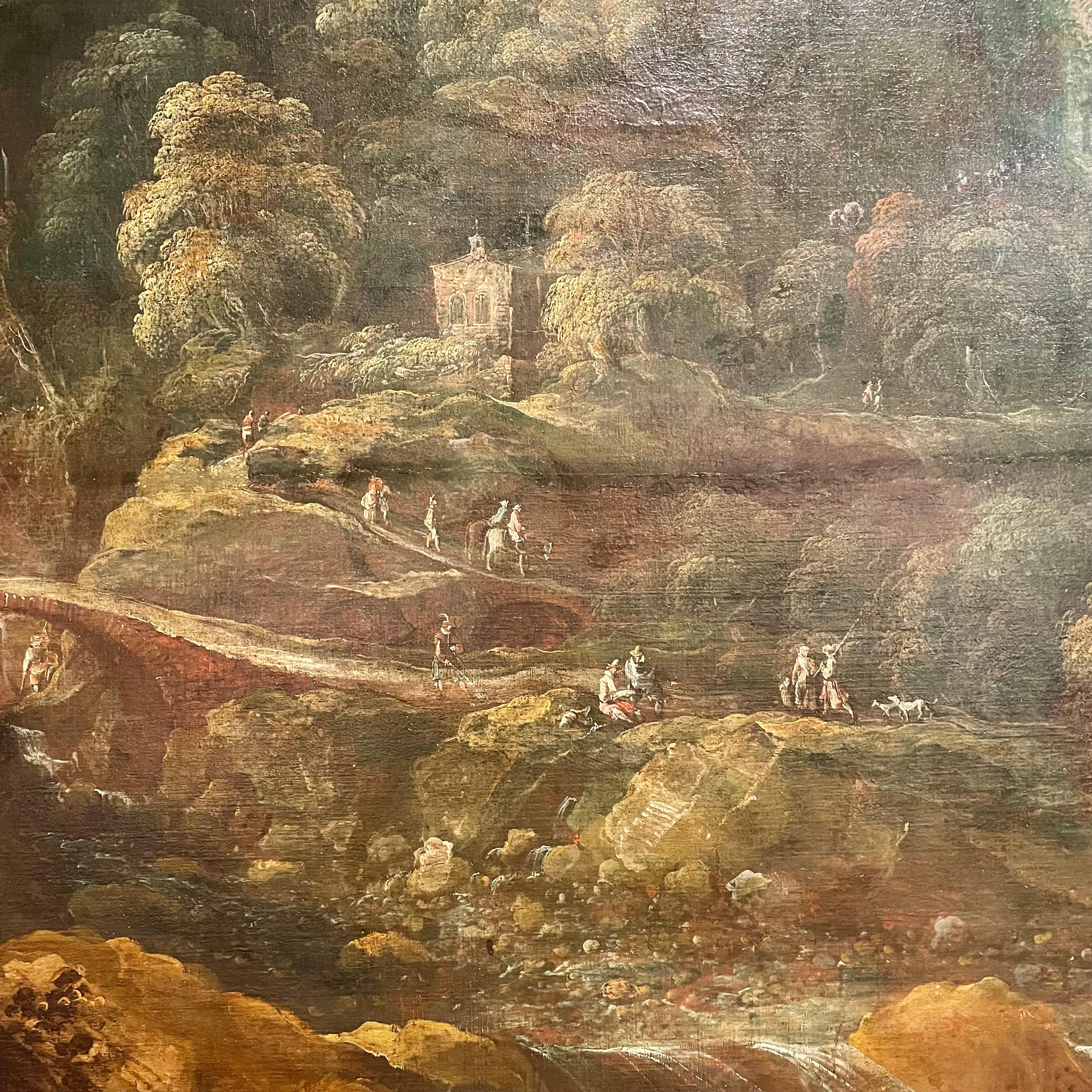 18th Century, Venetian School Italian Landscape Oversize Painting For Sale 4