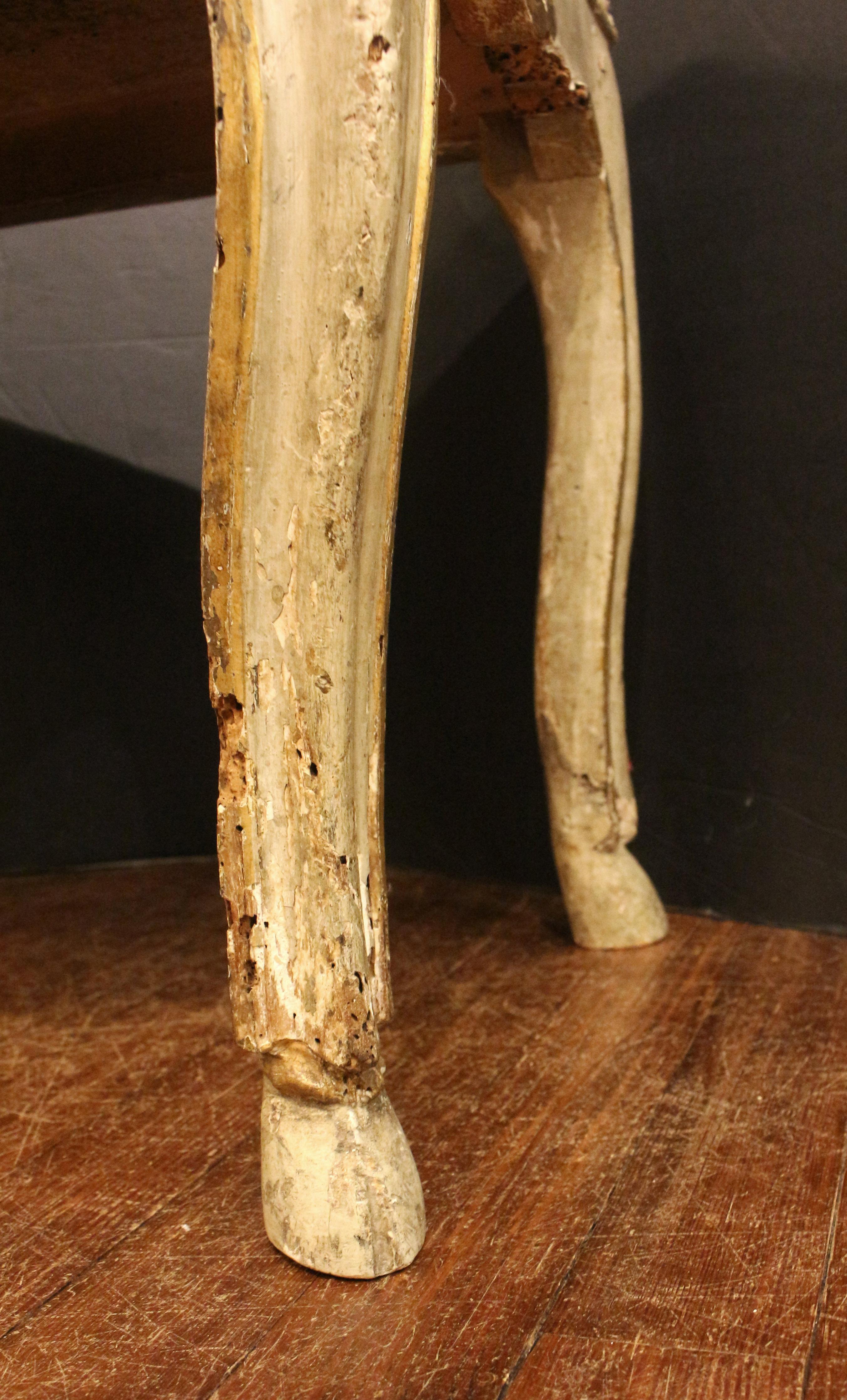 Early 18th Century Italian Carved, Painted & Gilt Fireside Stool 1