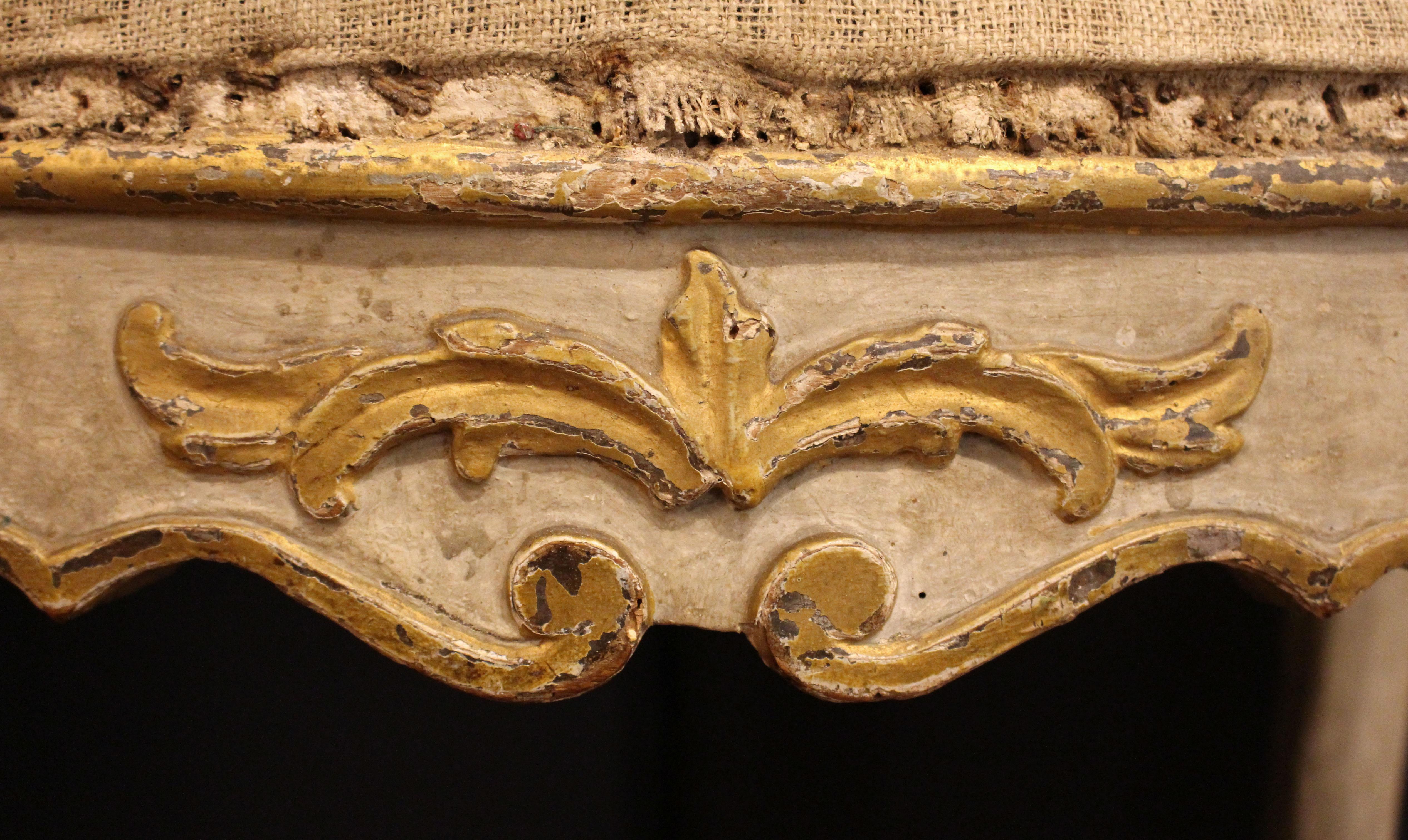 Early 18th Century Italian Carved, Painted & Gilt Fireside Stool 3