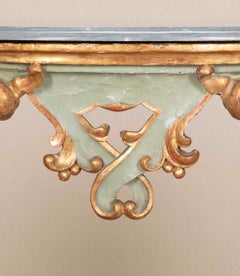 Early 18th Century Italian Carved Wood Painted and Gilded Console Table