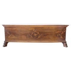 Early 18th Century, Italian Inlaid Solid Walnut Blanket Chest, Restored