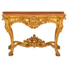 Antique Early 18th Century Italian Napolitan Freestanding Giltwood Console