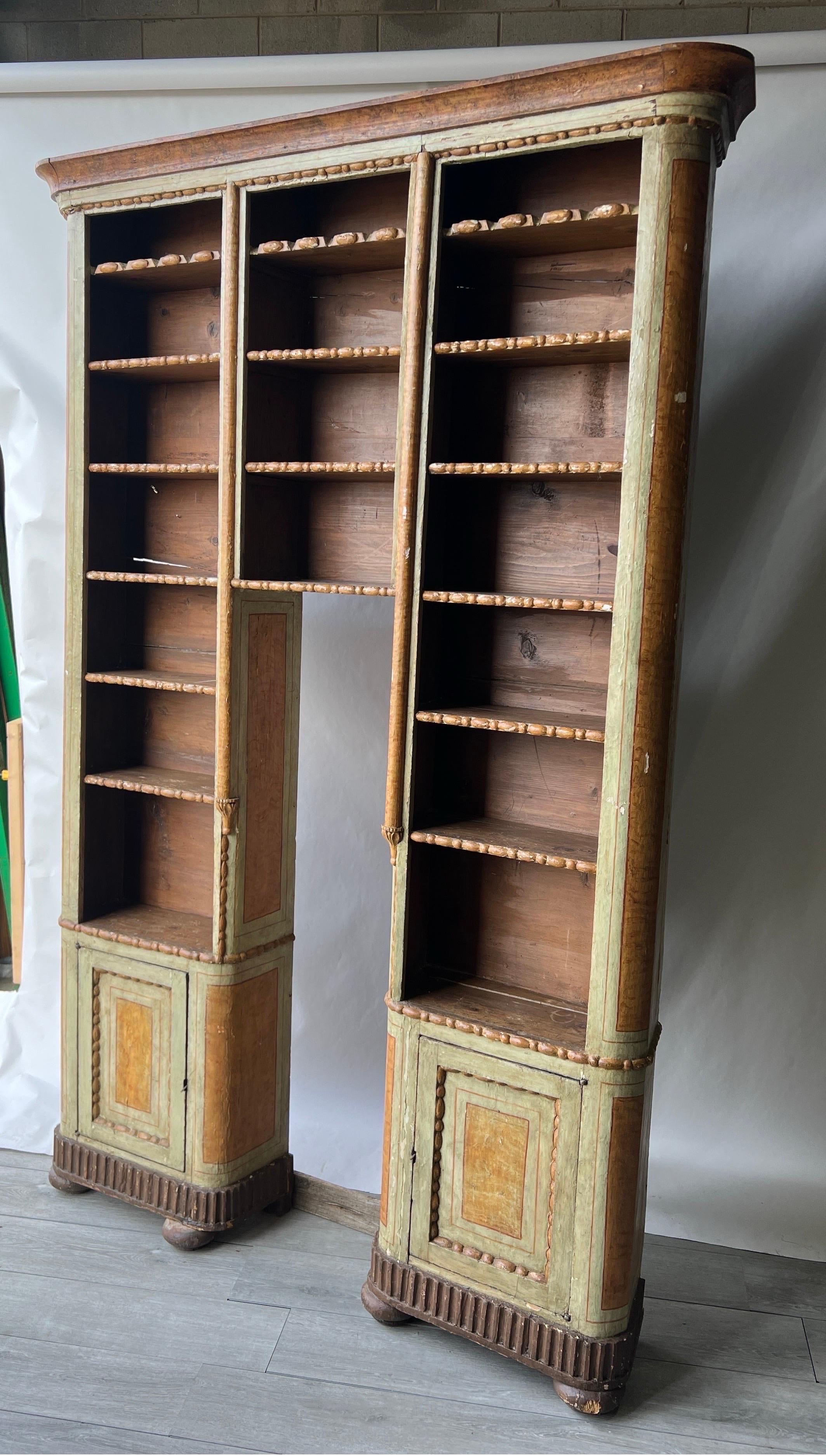 European Early 18th century Italian or Gustavian paint decorated bookcase  For Sale