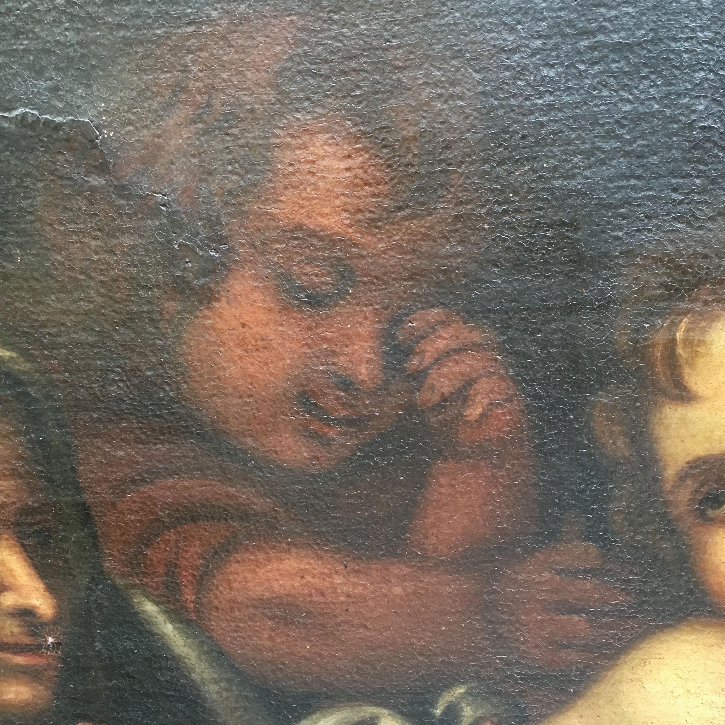 Early 18th Century Italian Painting Depicting a Madonna with Child and Saints In Good Condition For Sale In Firenze, Tuscany