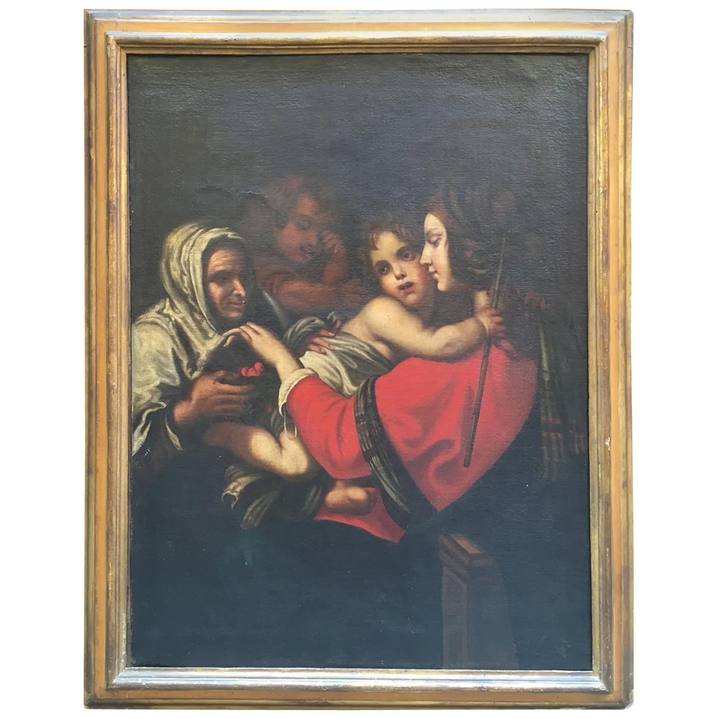 Early 18th Century Italian Painting Depicting a Madonna with Child and Saints For Sale