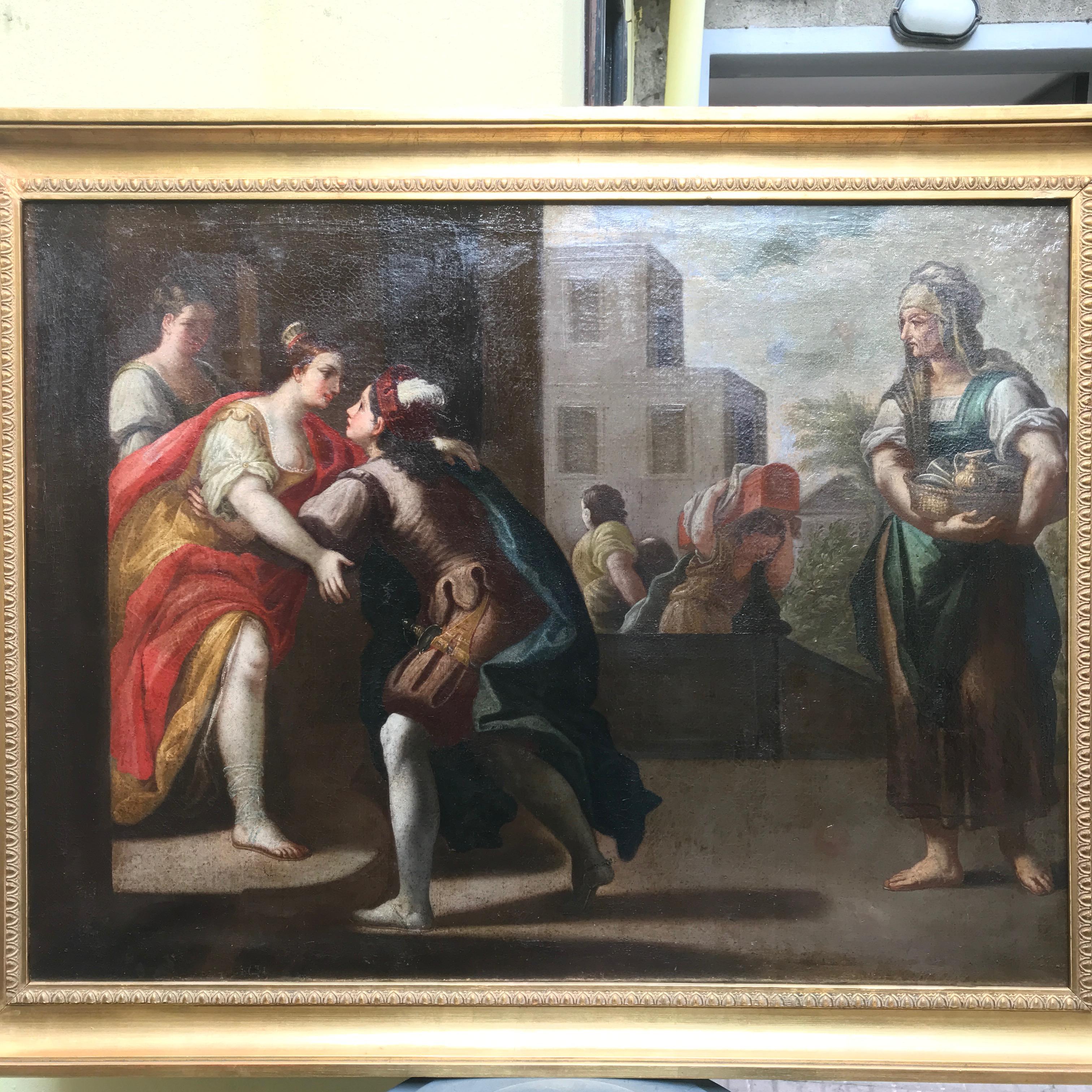 Early 18th Century Italian Painting with Figures Lombard School the Departure 4