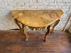 Early 18th Century Italian Rococo Giltwood Console with Siena Marble Top