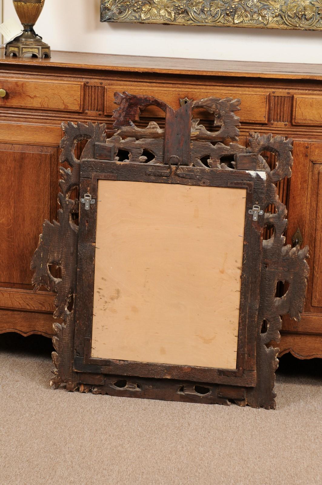 Early 18th Century Italian Rococo Giltwood & Green Painted Mirror For Sale 6
