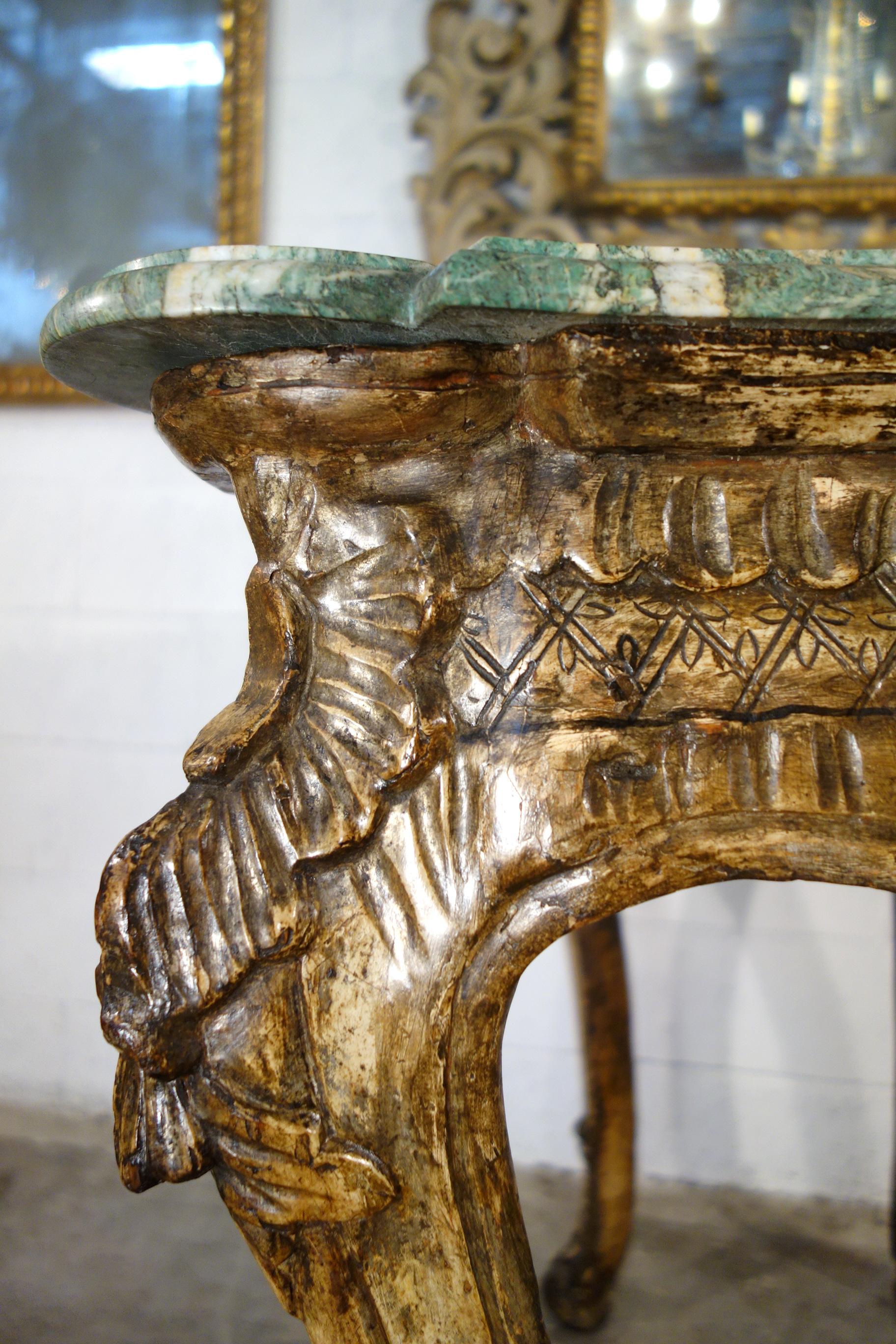 Early 18th Century Italian Roman Console Mecca Gold Silver Leaf and ...