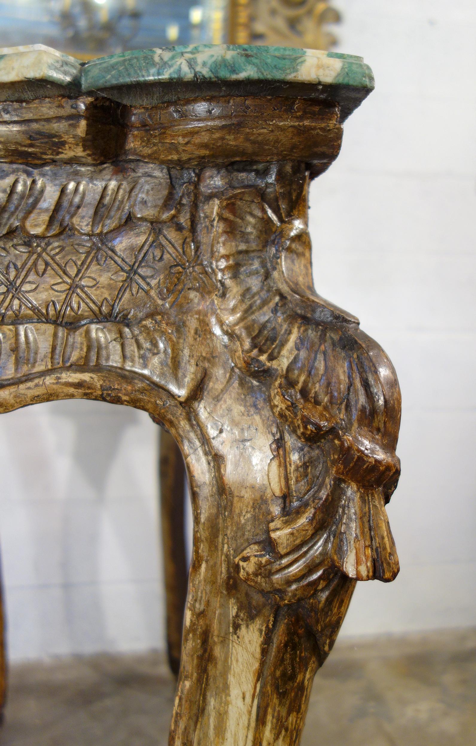 Early 18th Century Italian Roman Console Mecca Gold Silver Leaf and ...