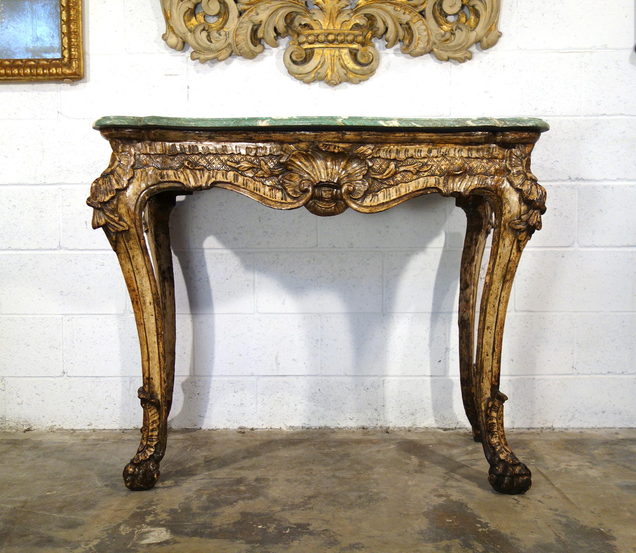 Early 18th Century Italian Roman Console Mecca Gold Silver Leaf and ...