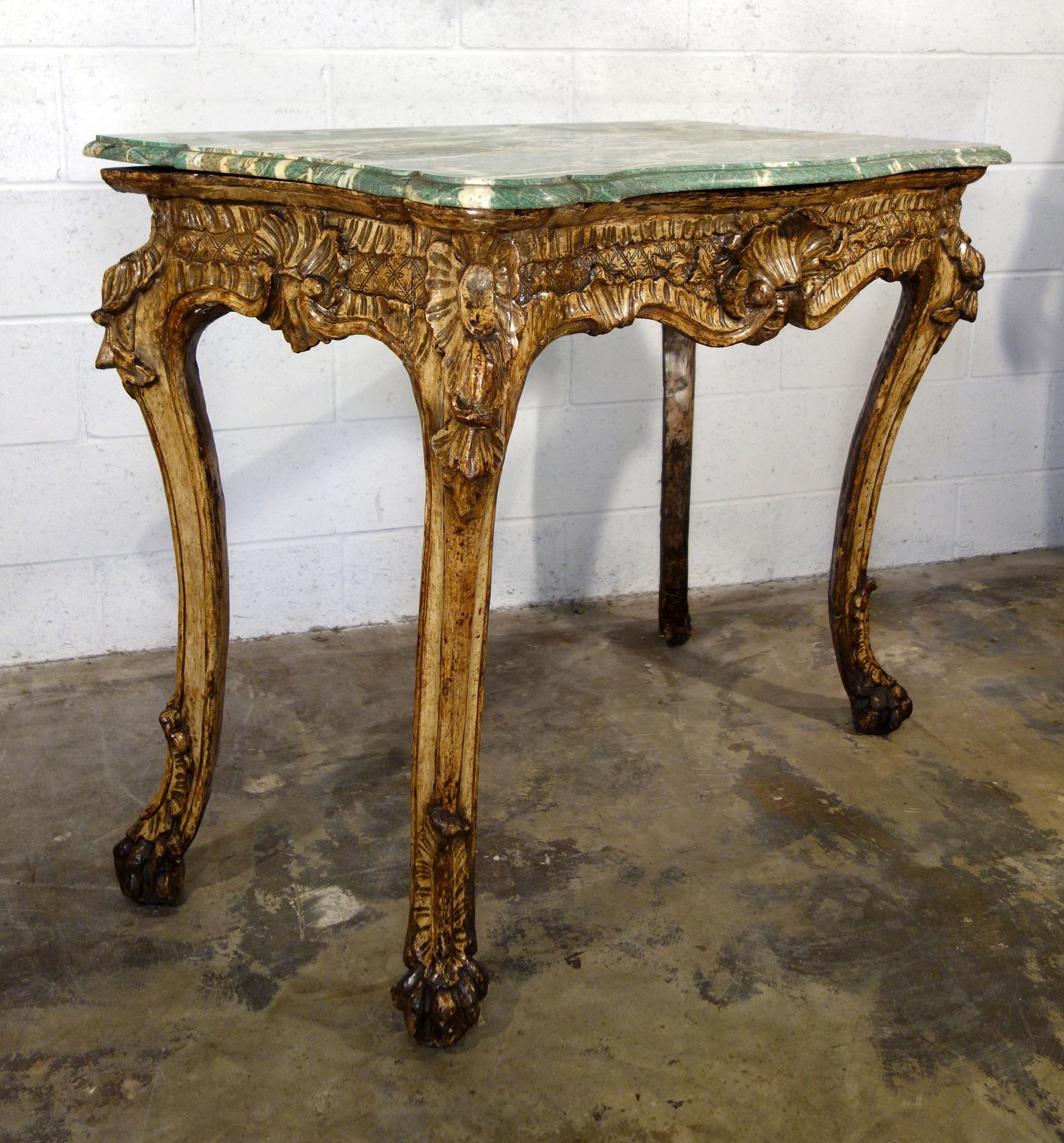 Early 18th Century Italian Roman Console Mecca Gold Silver Leaf and ...