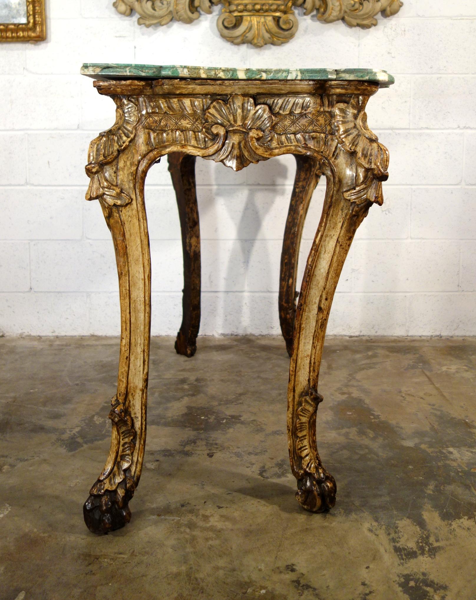 Early 18th Century Italian Roman Console Mecca Gold Silver Leaf and ...