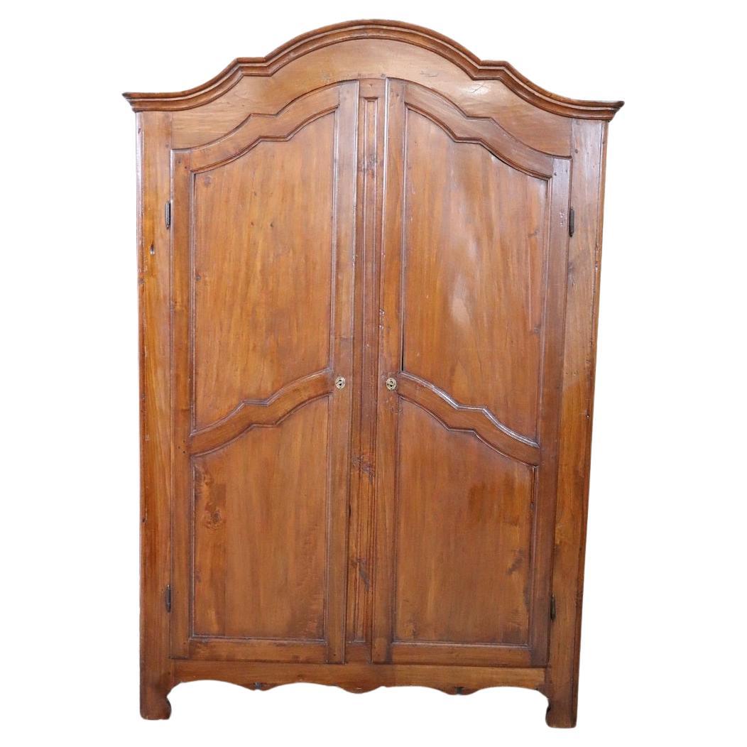 Early 18th Century Italian Solid Poplar Wood Antique Wardrobe or Armoire