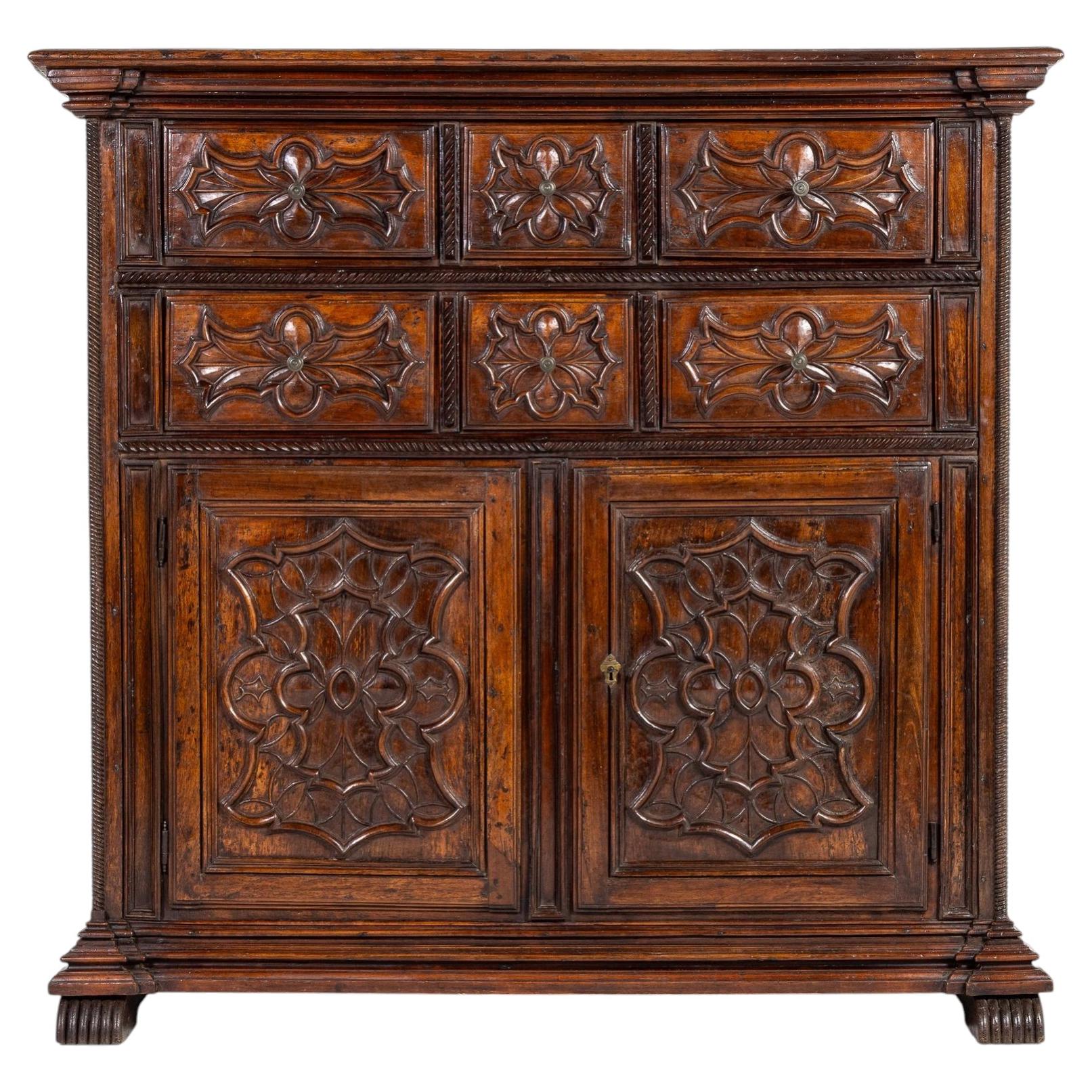 Early 18th Century Italian Walnut Cabinet For Sale