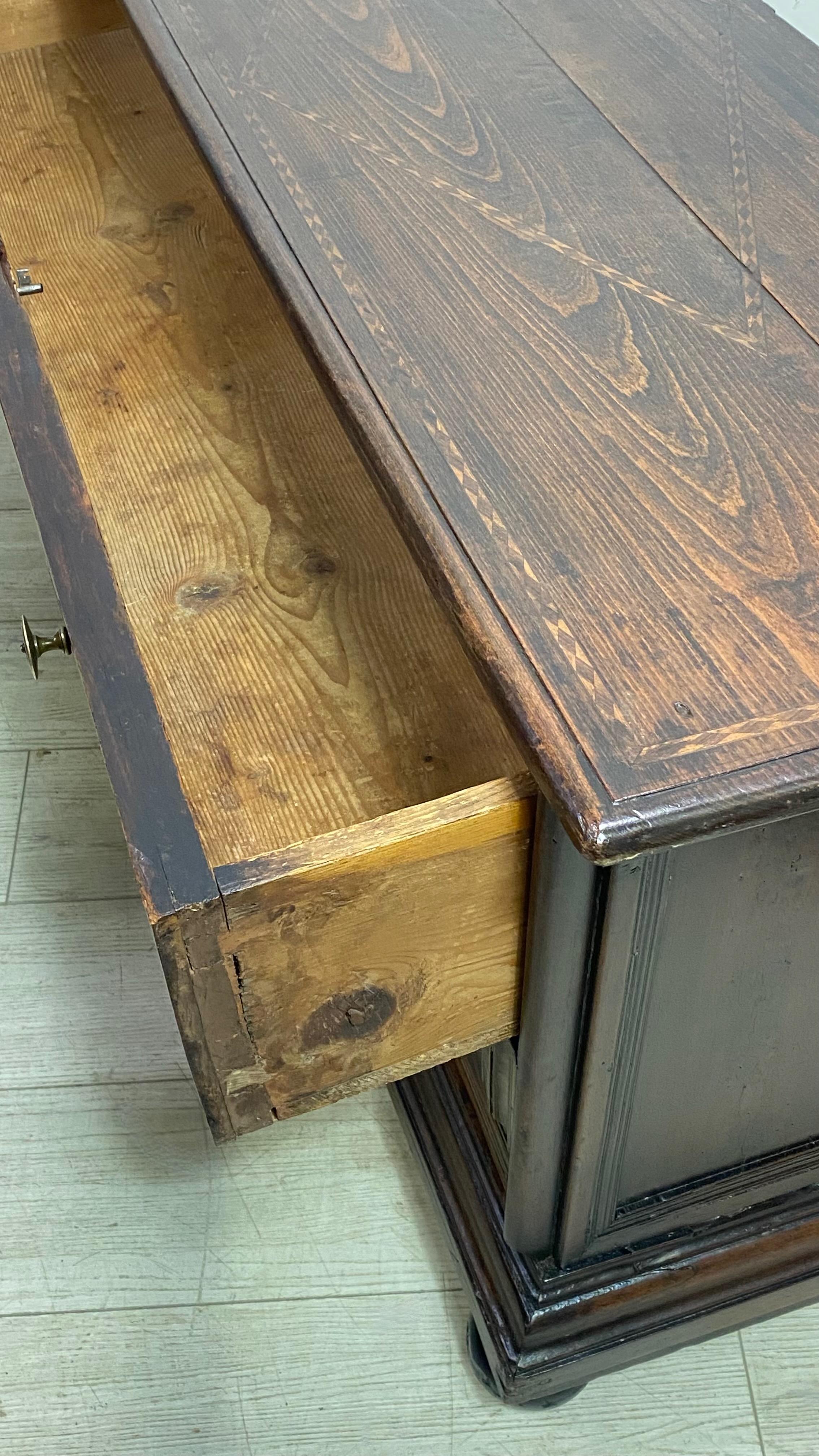 Early 18th Century Italian Walnut Low Two Drawer Chest / Bench For Sale 3