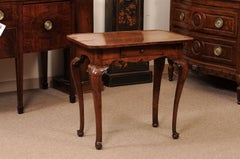Early 18th Century Italian Walnut Side Table with Tray Top, Drawer, Cabriole Leg