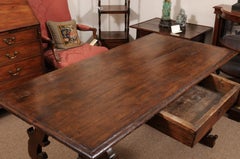 Early 18th Century Italian Walnut Writing Table with Lyre Shaped Legs