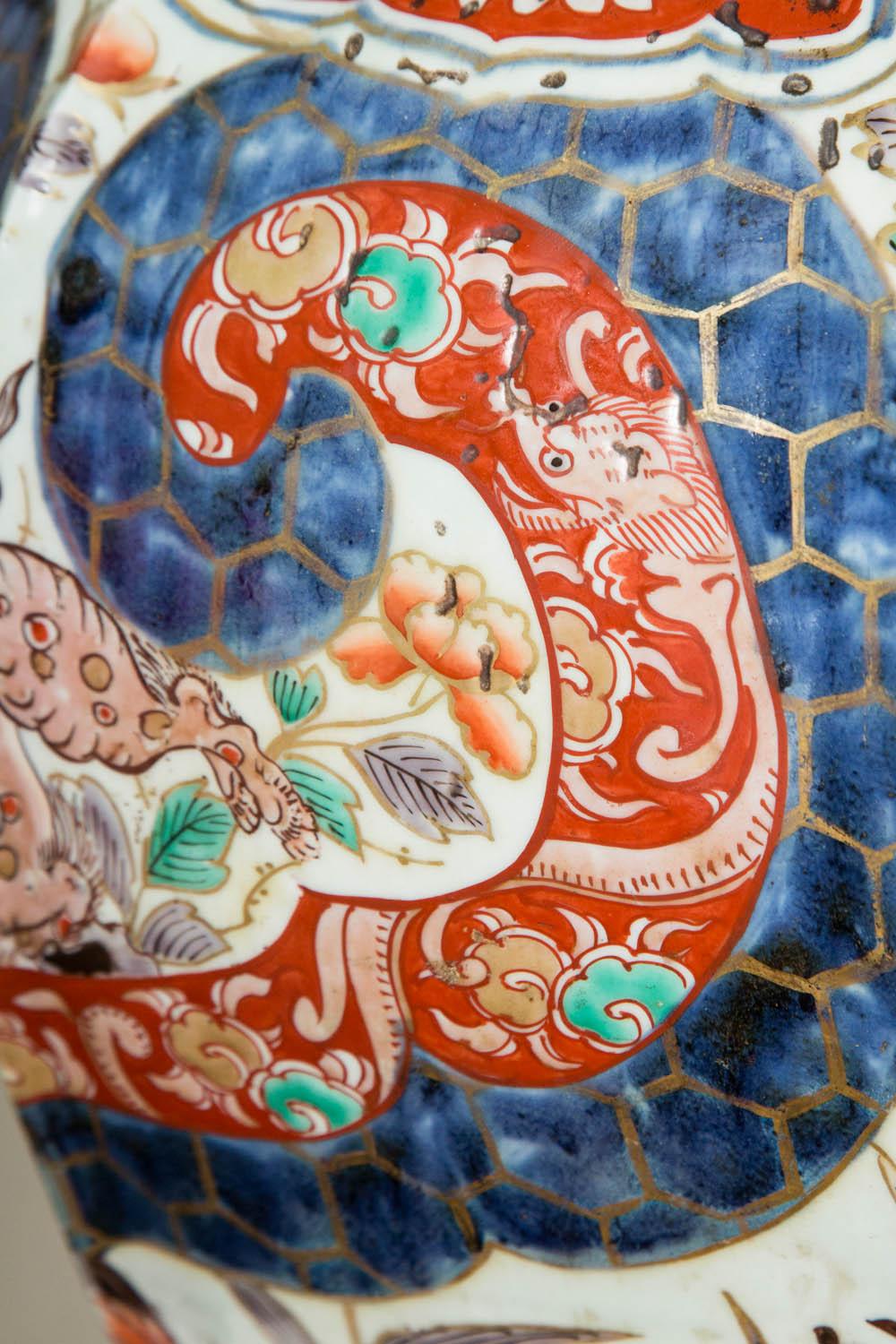 Porcelain Early 18th Century Japanese Octagonal Imari Vase For Sale