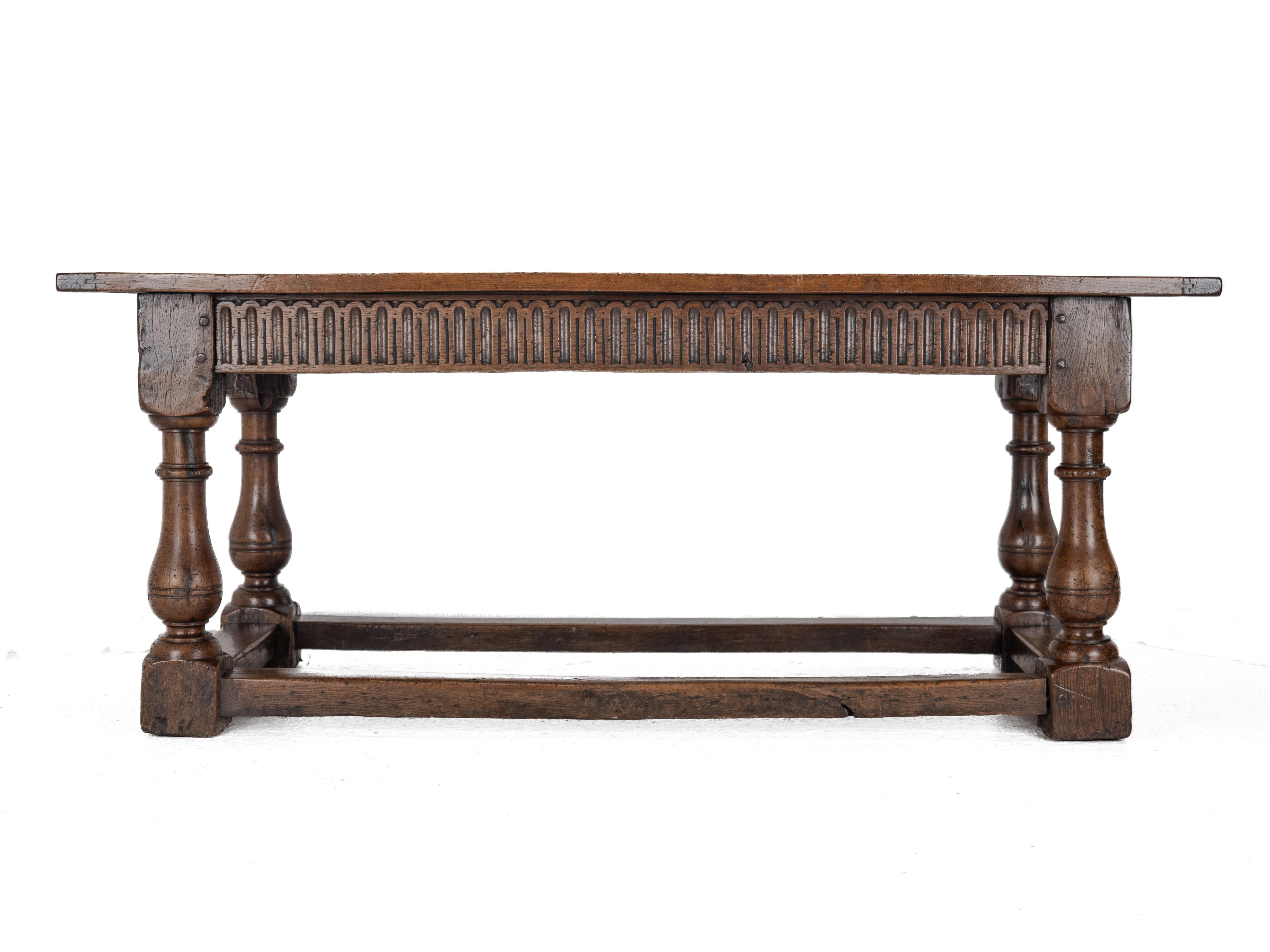 Joined Oak Refectory Dining Table, 6 ft, c.1700s, Solid Oak Country House Table 2