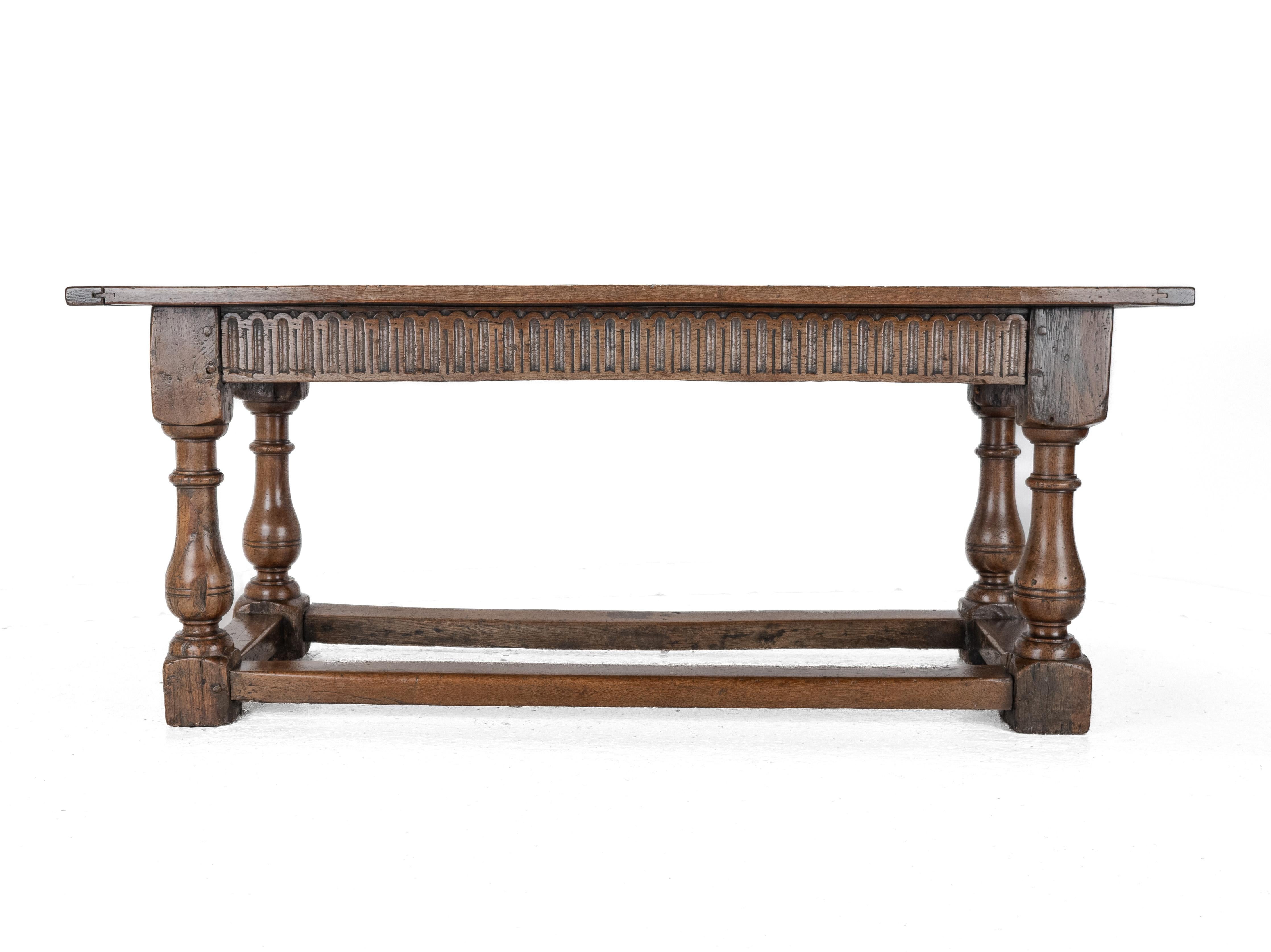 Joined Oak Refectory Dining Table, 6 ft, c.1700s, Solid Oak Country House Table 3