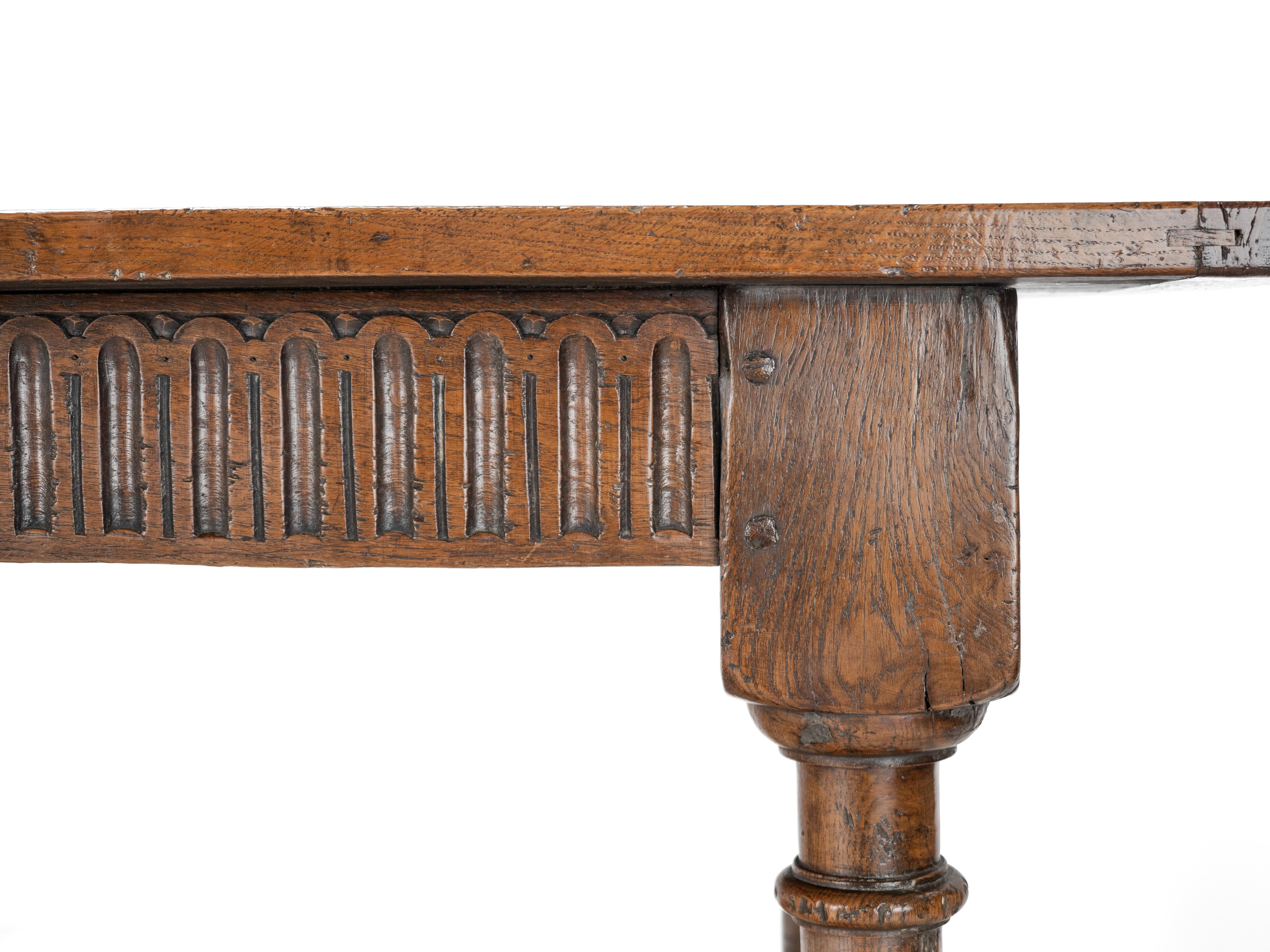 Joined Oak Refectory Dining Table, 6 ft, c.1700s, Solid Oak Country House Table 6