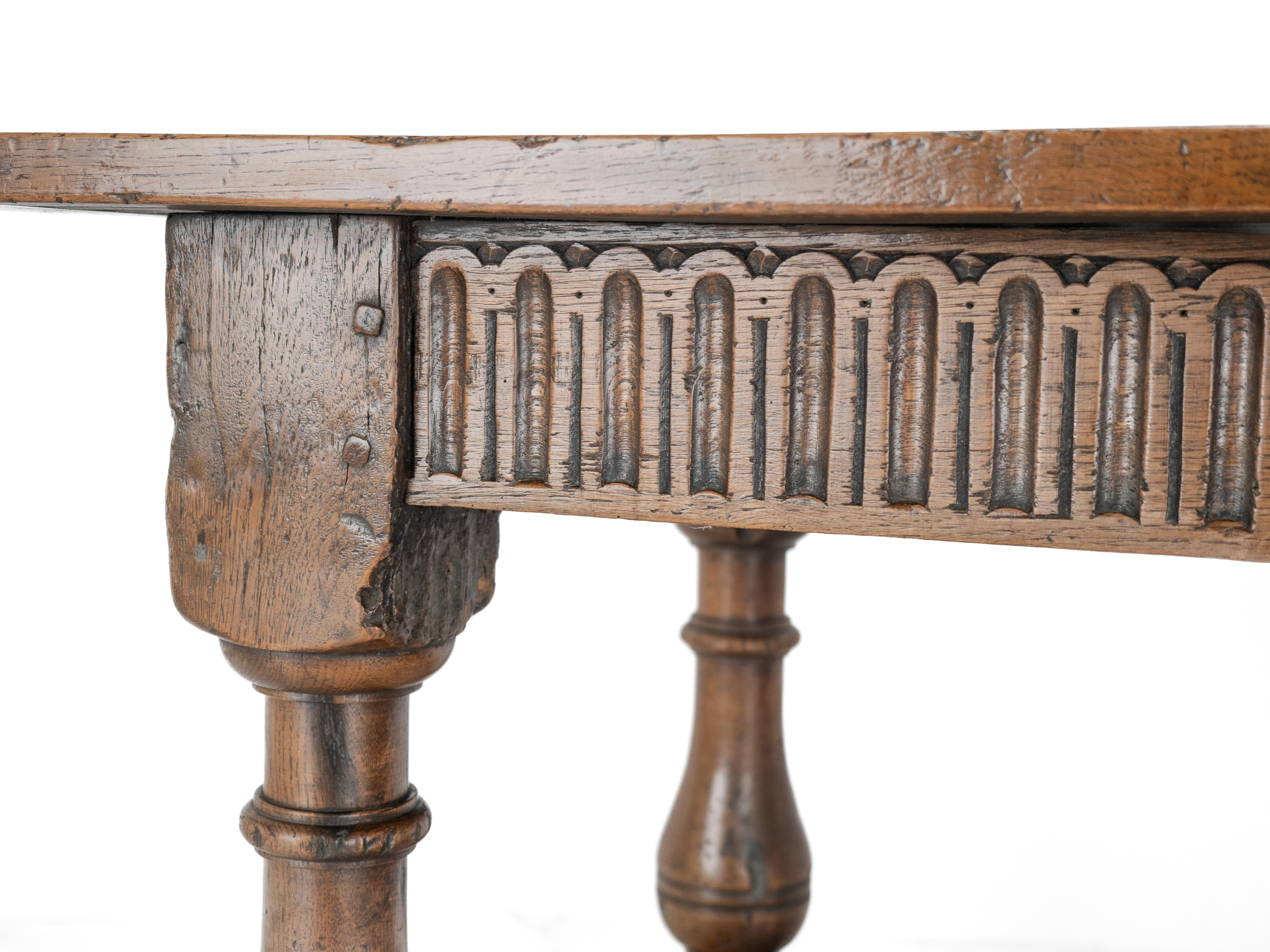 Joined Oak Refectory Dining Table, 6 ft, c.1700s, Solid Oak Country House Table 12
