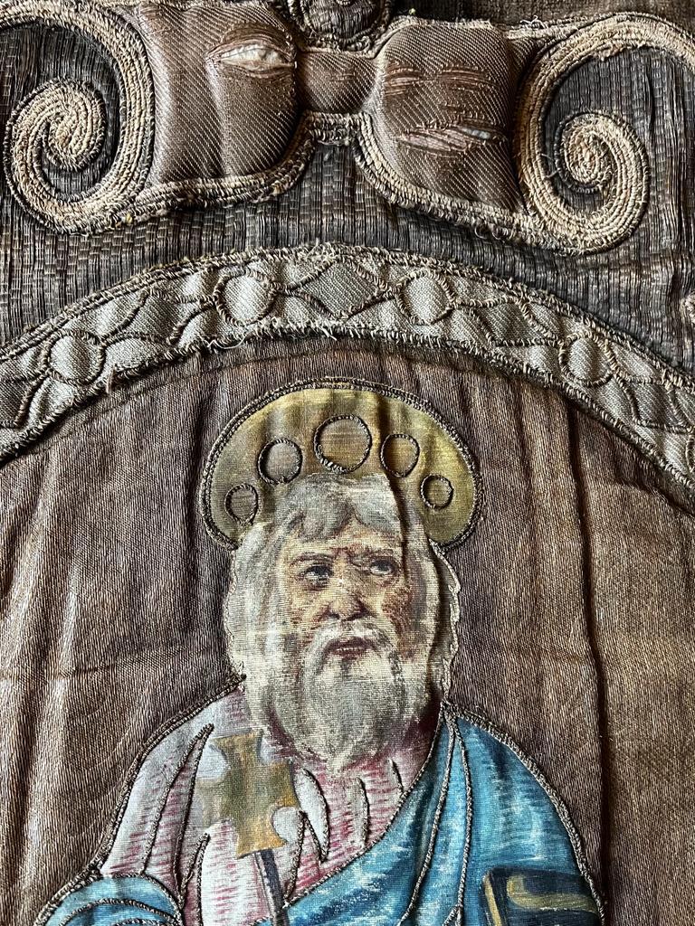 Hand-Crafted Early 18th Century Large Rare Venetian Valance/Wall Hanging of St. Peter For Sale