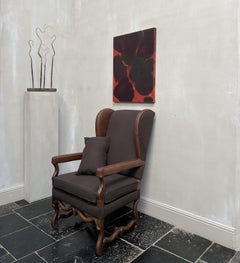 Early 18th Century Leather and Linnen French Wingchair