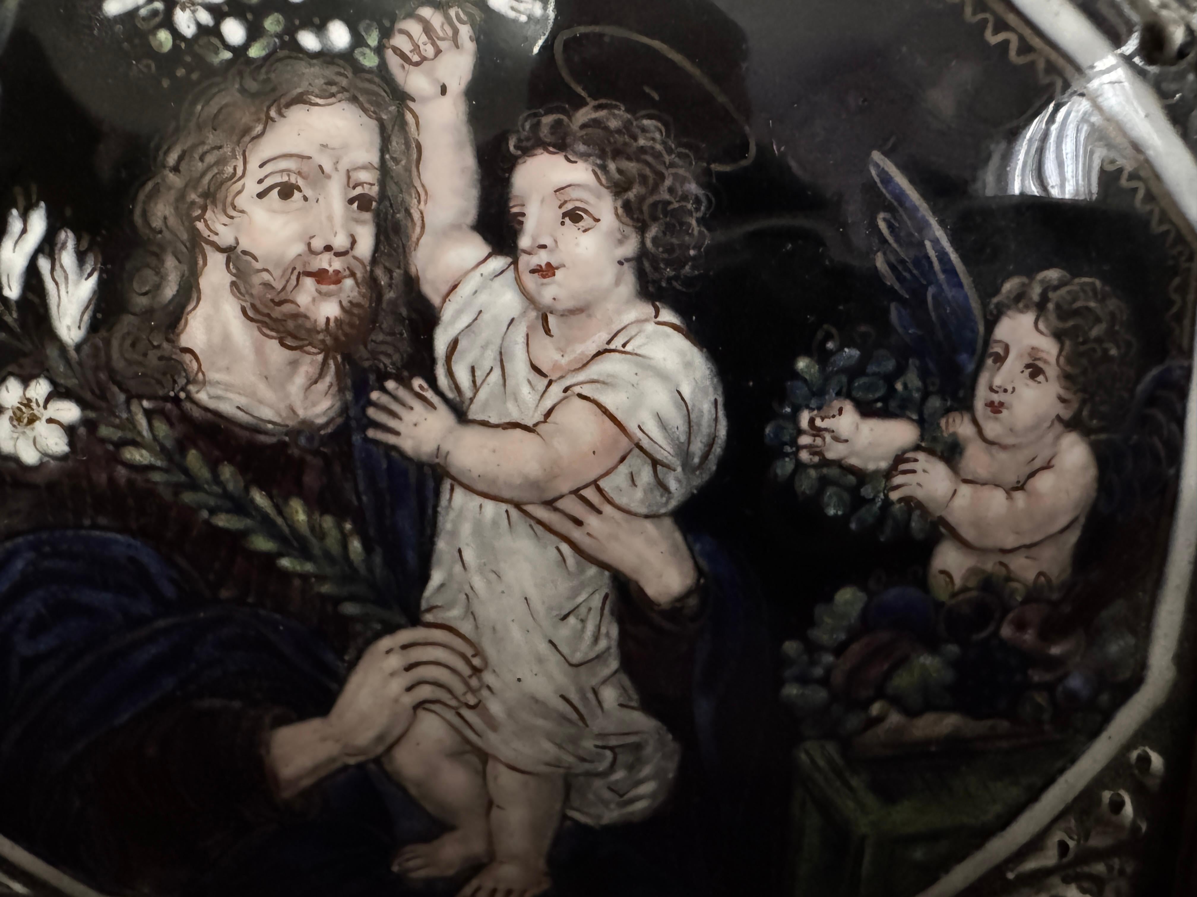 Louis XIV Plaque en émail de Limoges du début du 18e siècle en vente