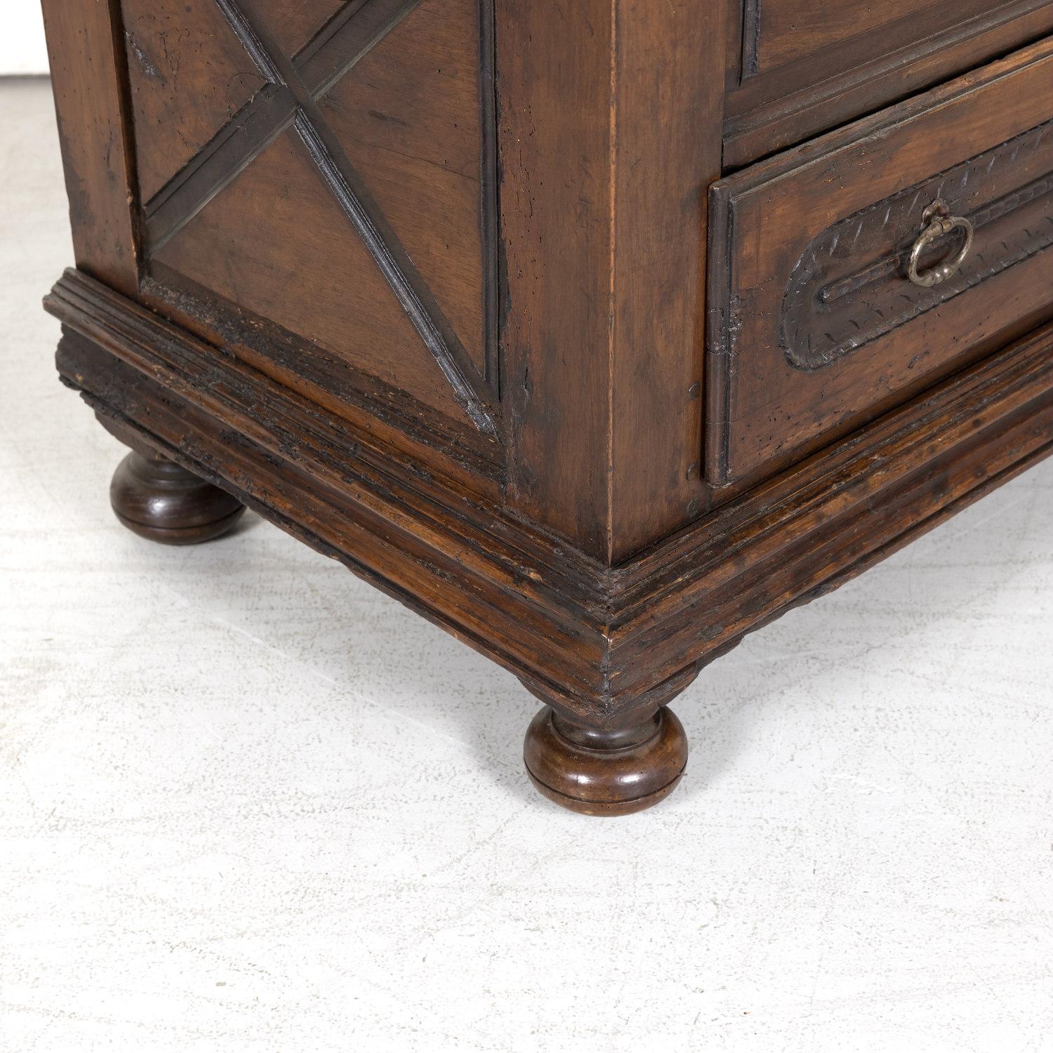 Early 18th Century Louis XIII Style Solid Walnut Coffer or Trunk with Drawer For Sale 10