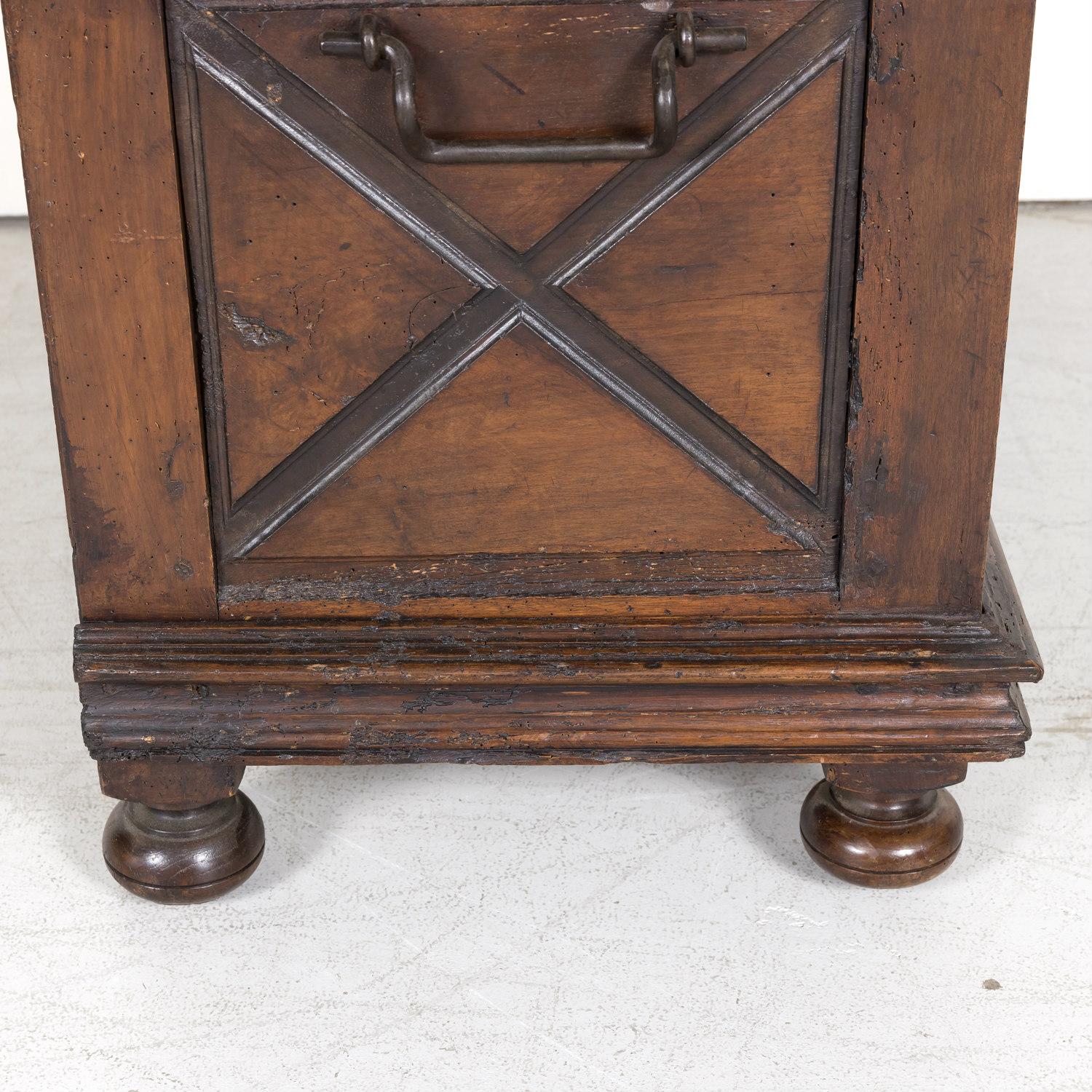 Early 18th Century Louis XIII Style Solid Walnut Coffer or Trunk with Drawer For Sale 13