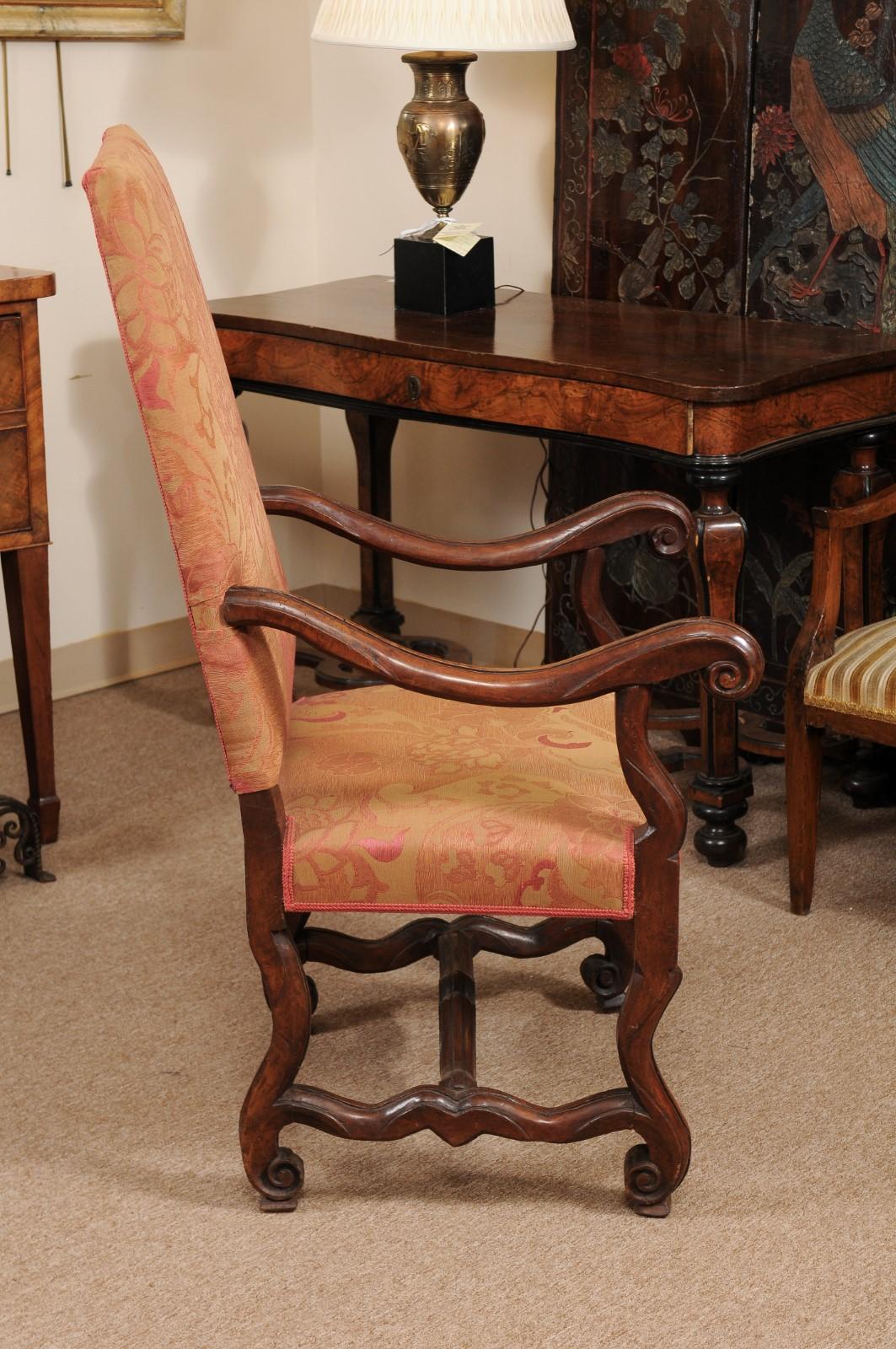Early 18th Century Louis XIV Period Walnut Armchair, Italy 1
