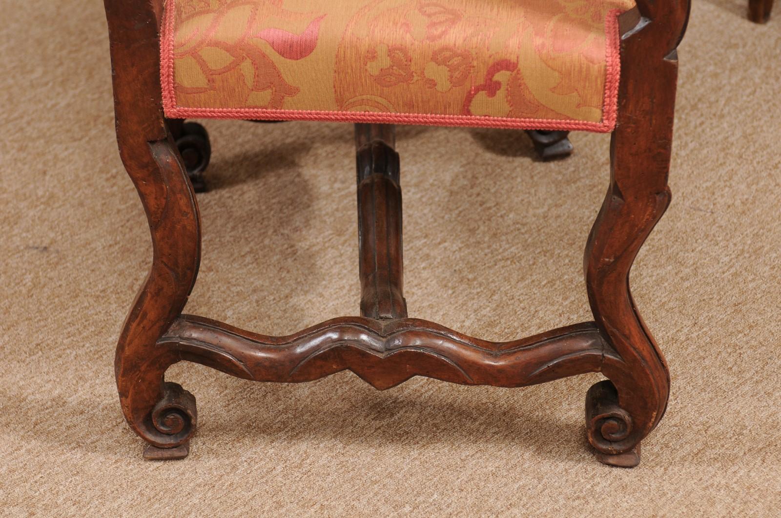 Early 18th Century Louis XIV Period Walnut Armchair, Italy 3