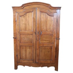 Early 18th Century Louis XIV Solid Poplar Wood Antique Wardrobe, Armoire 