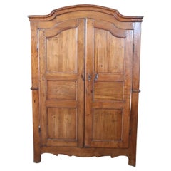 Early 18th Century Louis XIV Solid Poplar Wood Antique Wardrobe, Armoire