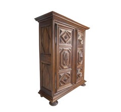 Early 18th Century Louis XIV Style Hand-Carved Walnut Armoire