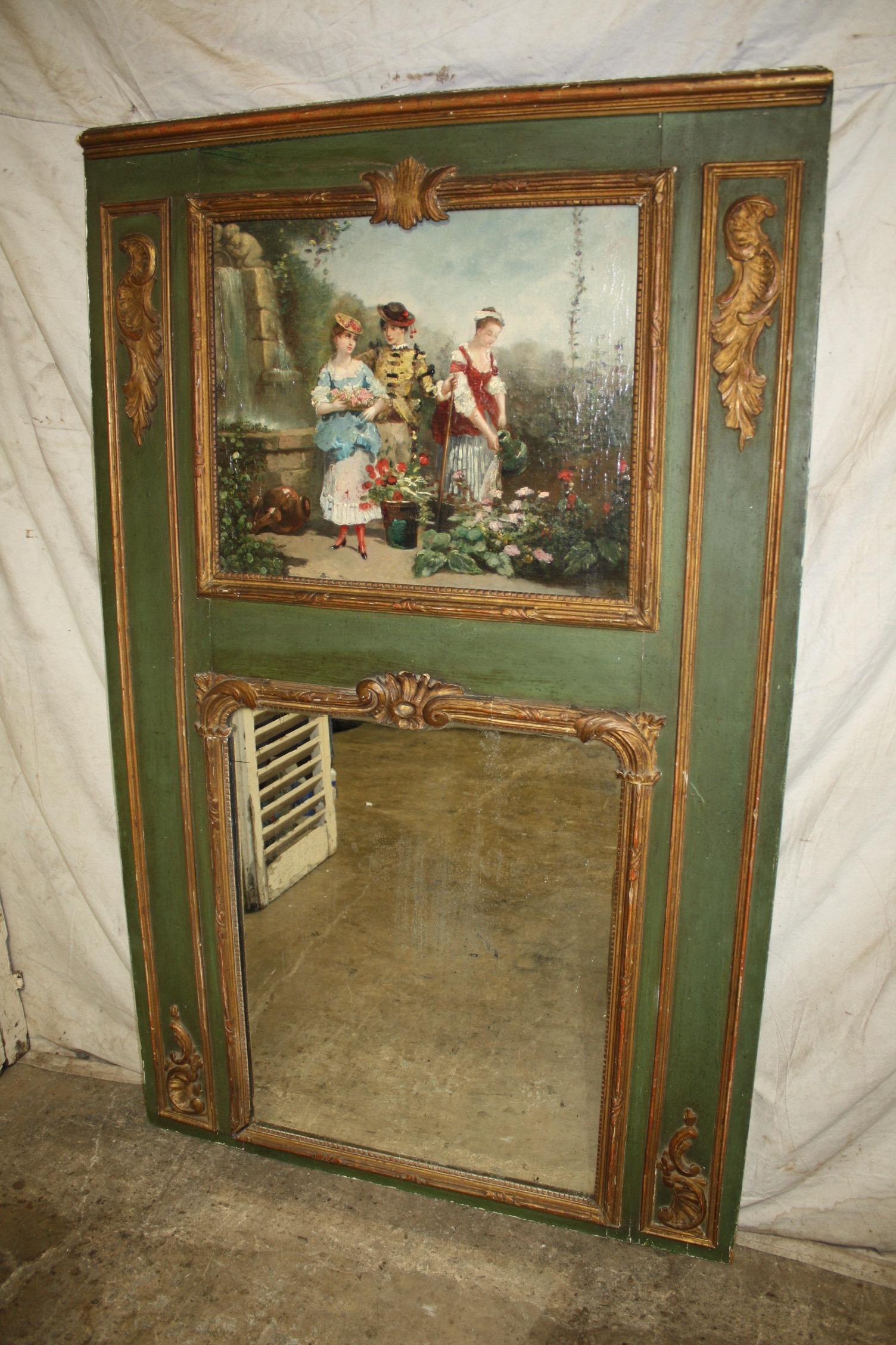 Trumeau-Spiegel aus dem frühen 18. Jahrhundert aus der Zeit Ludwigs XV. (Leinwand) im Angebot